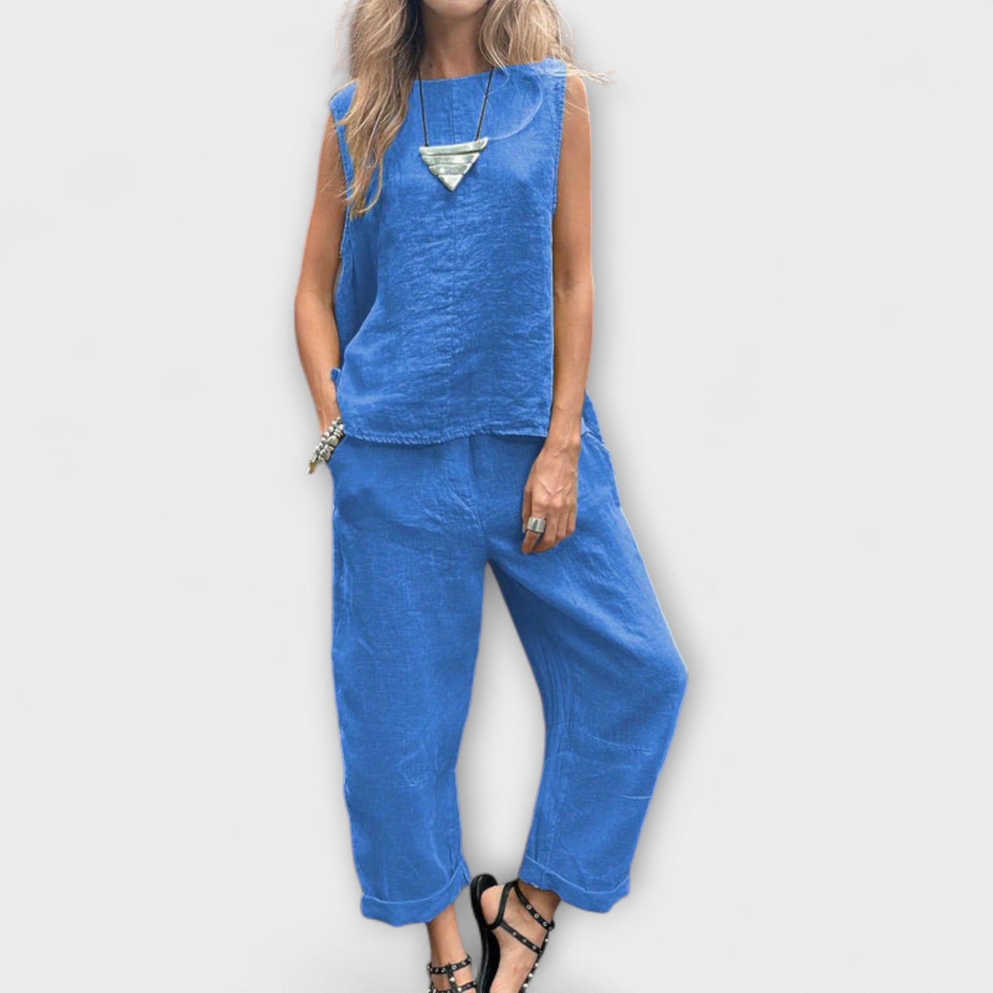 Jennifer ™ |Uvoľnený outfit z bavlny a ľanu