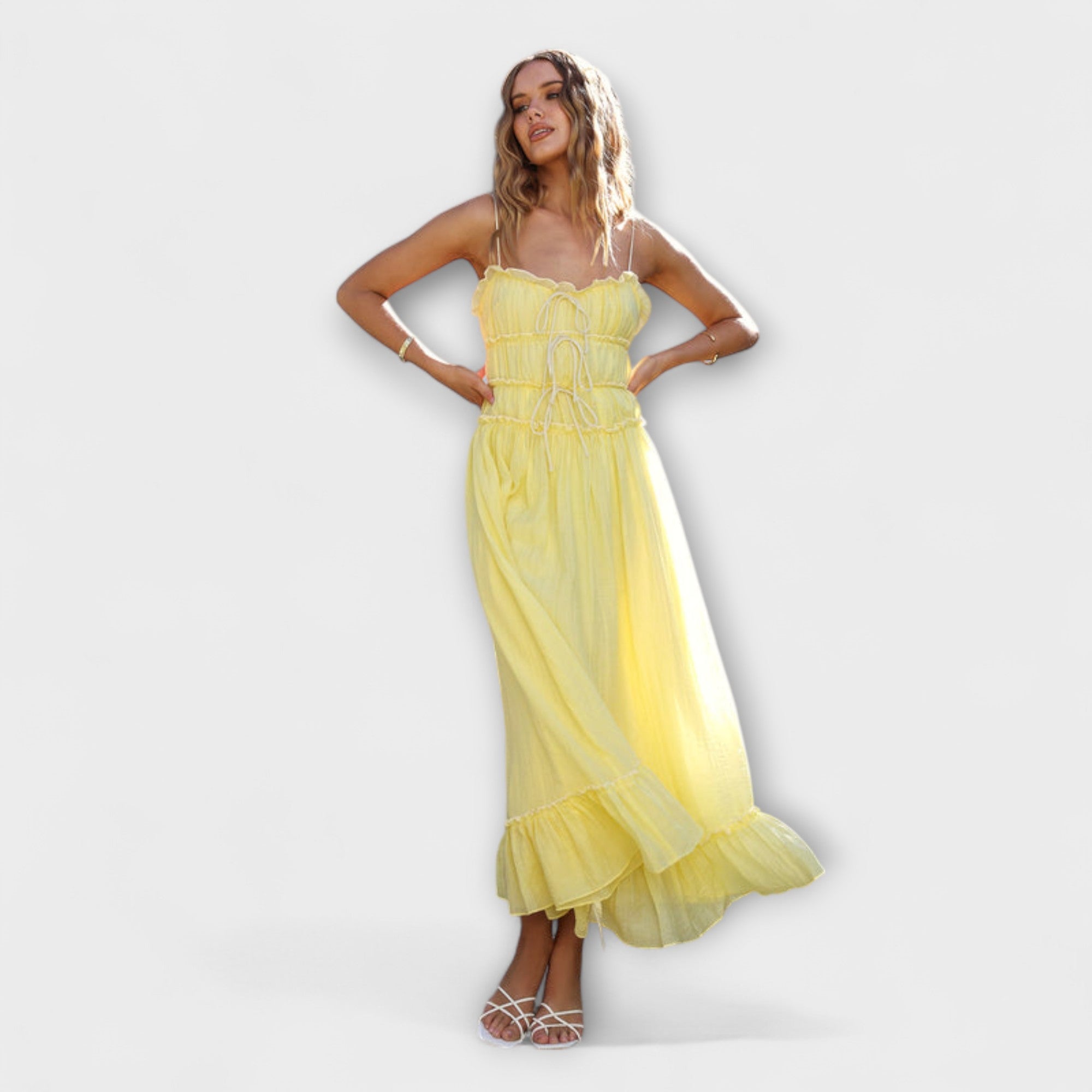 Celine ™ | Rúškované bezrukávové midi šaty