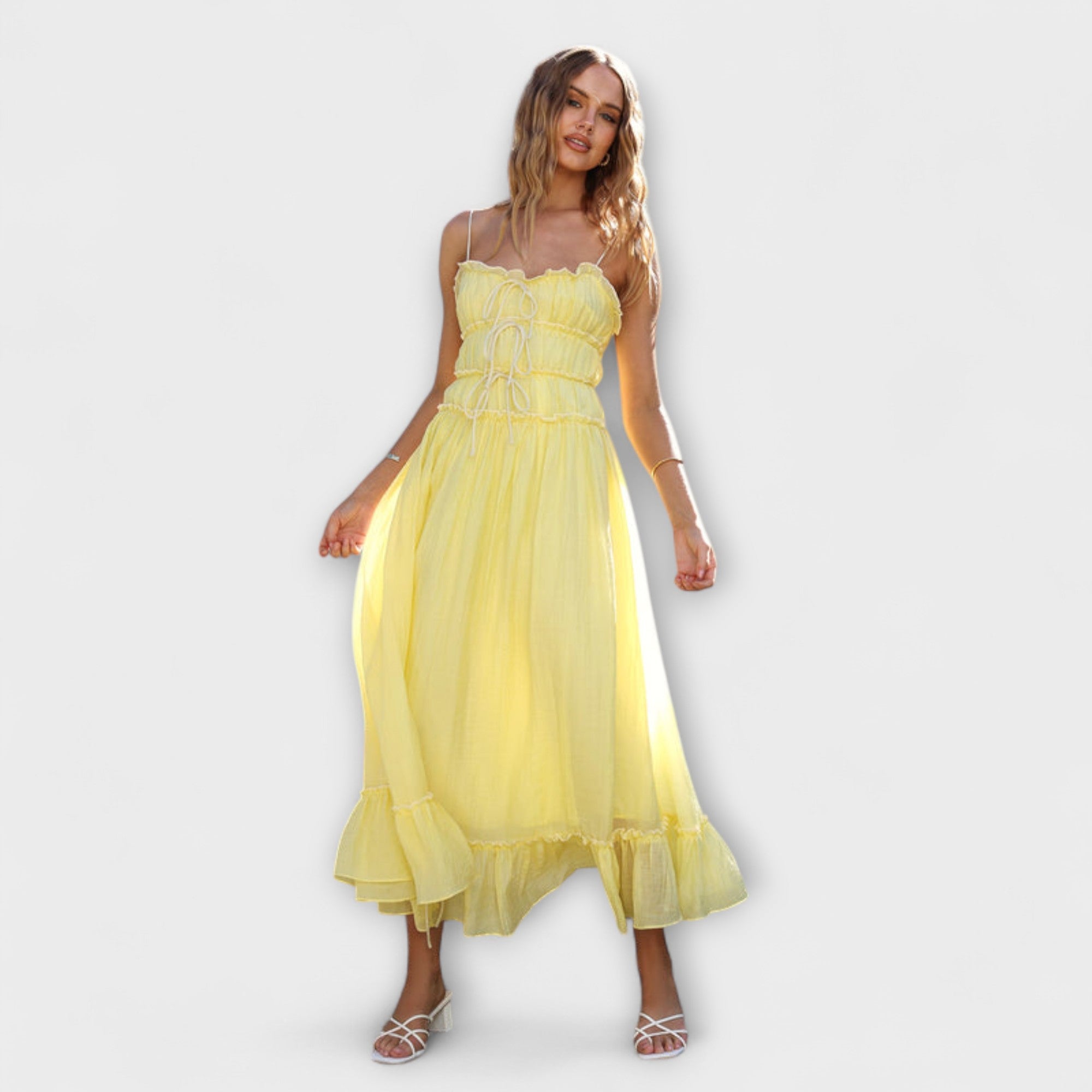 Celine ™ | Rúškované bezrukávové midi šaty