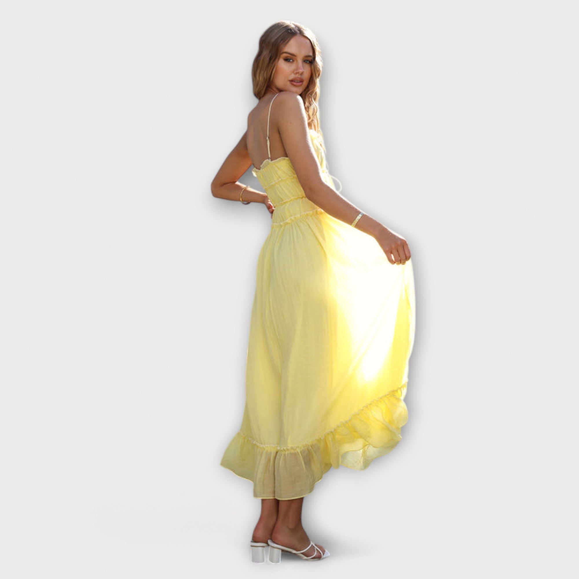 Celine ™ | Rúškované bezrukávové midi šaty