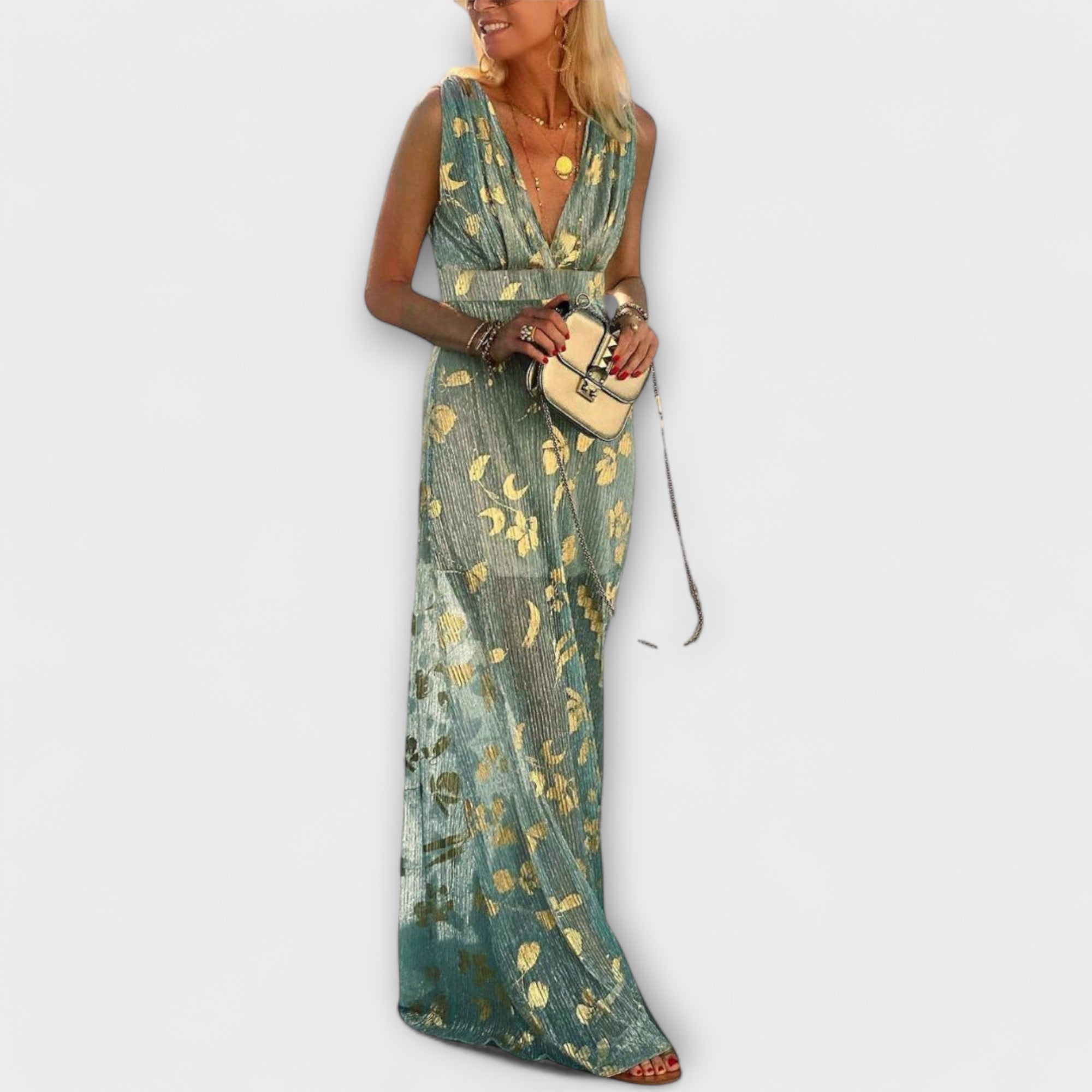 Augustína ™ |Plyšové šaty s V-výstrihom a detailmi z paillettes