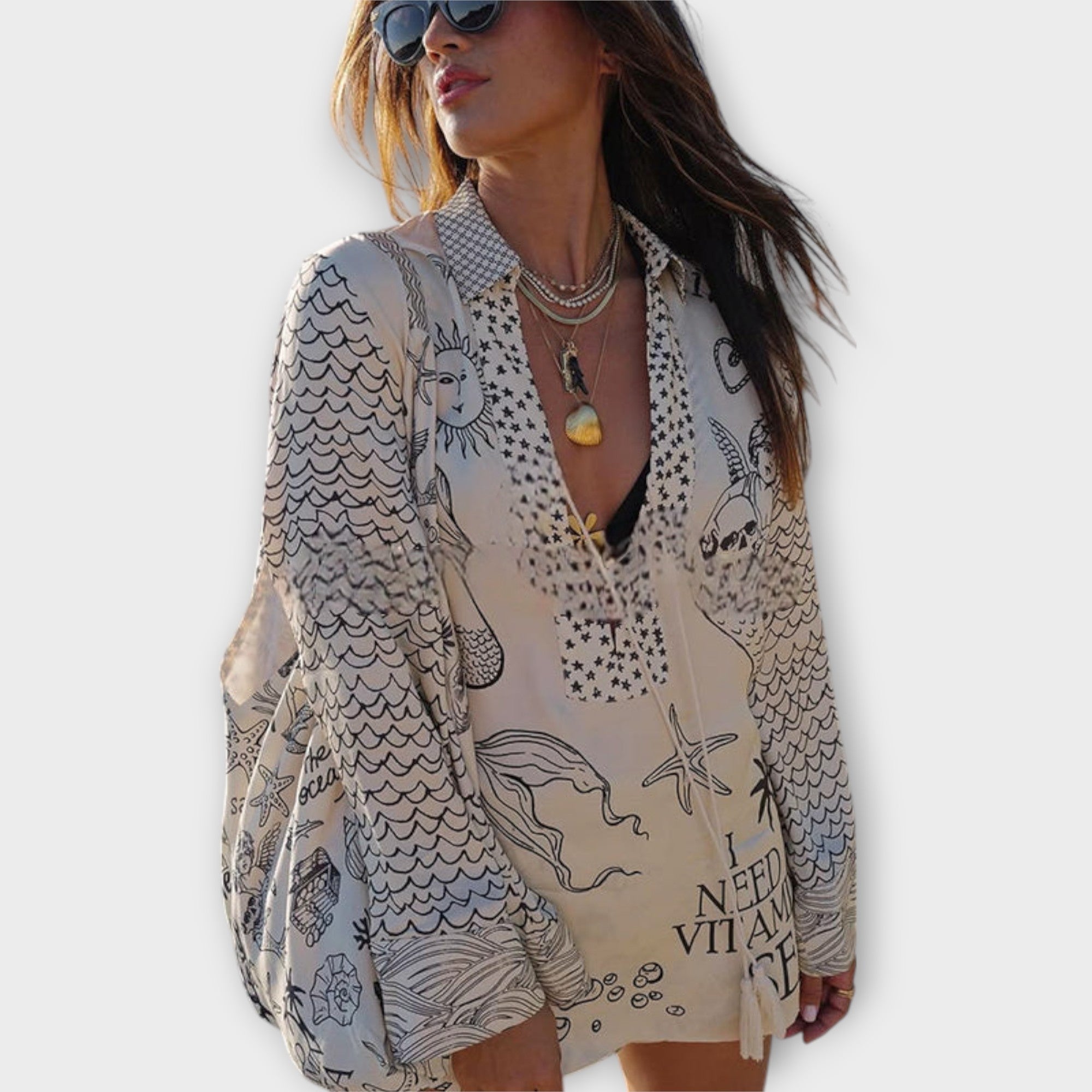 Liv ™ |Saténový set s kvapkami a šortkami