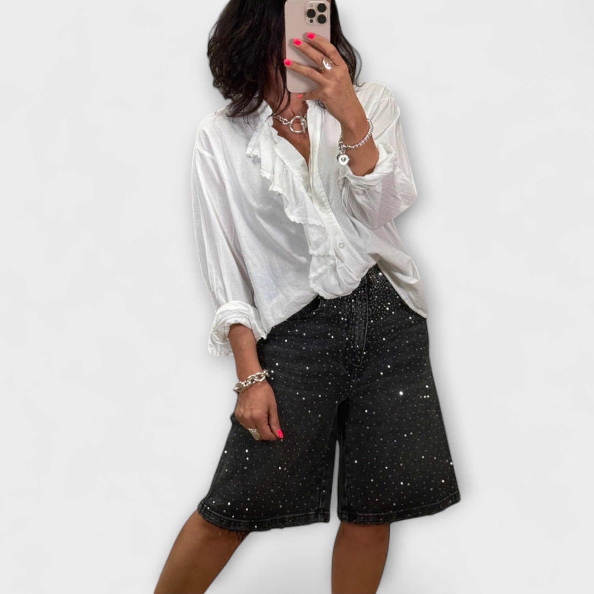 Amaris ™ |Bermudové šortky s kamienkovými ozdobami