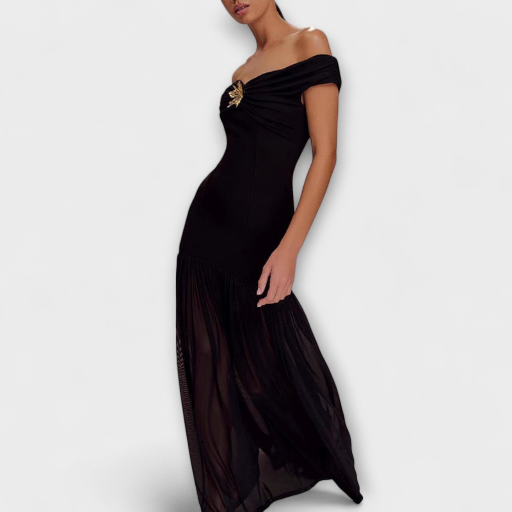 Maelie ™ | Štýlové bezramienkové bodycon maxi šaty s kvetinovými ozdobami