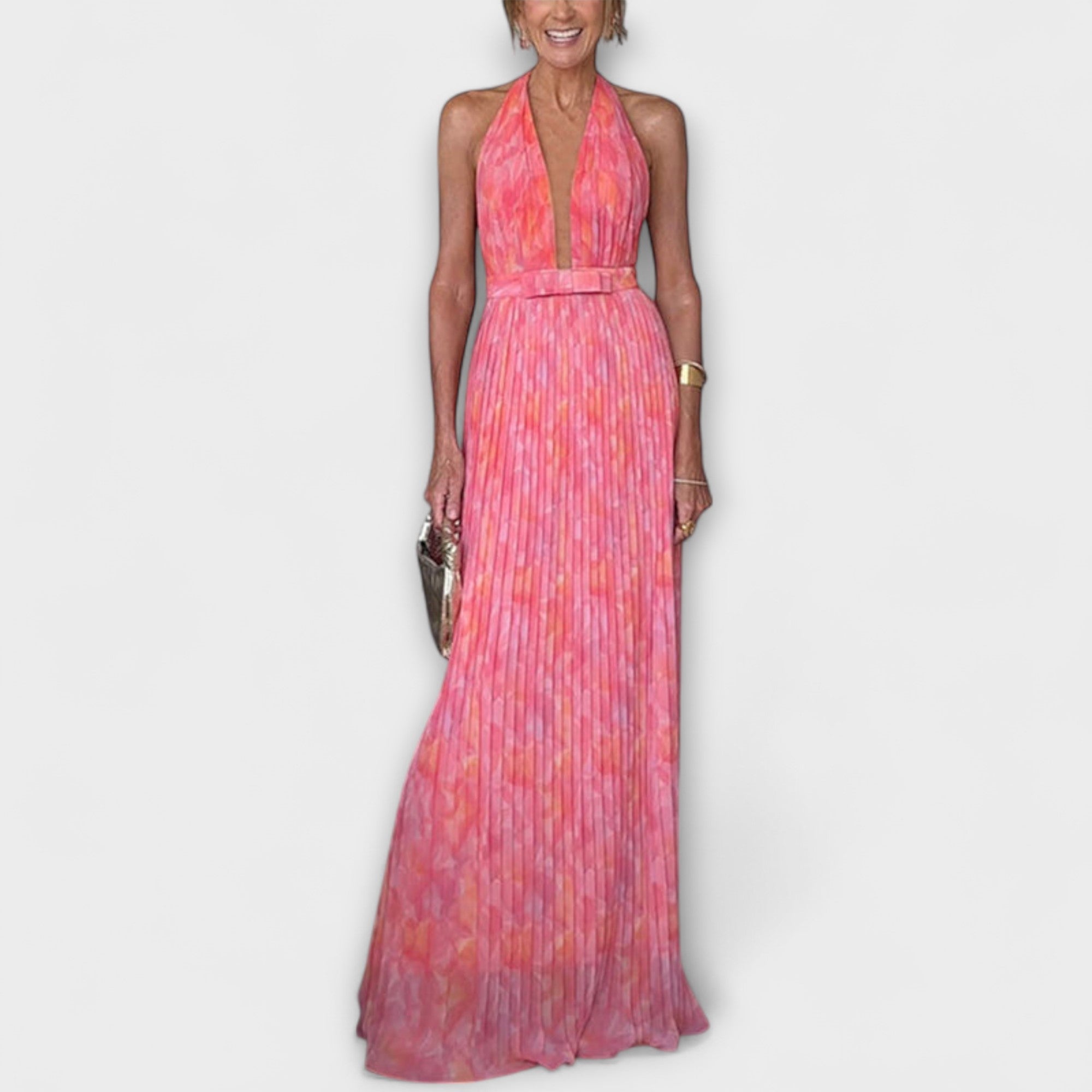 Seraphina ™ |Elegantné Šaty s Halter V-Výstrihom a Plisovaním