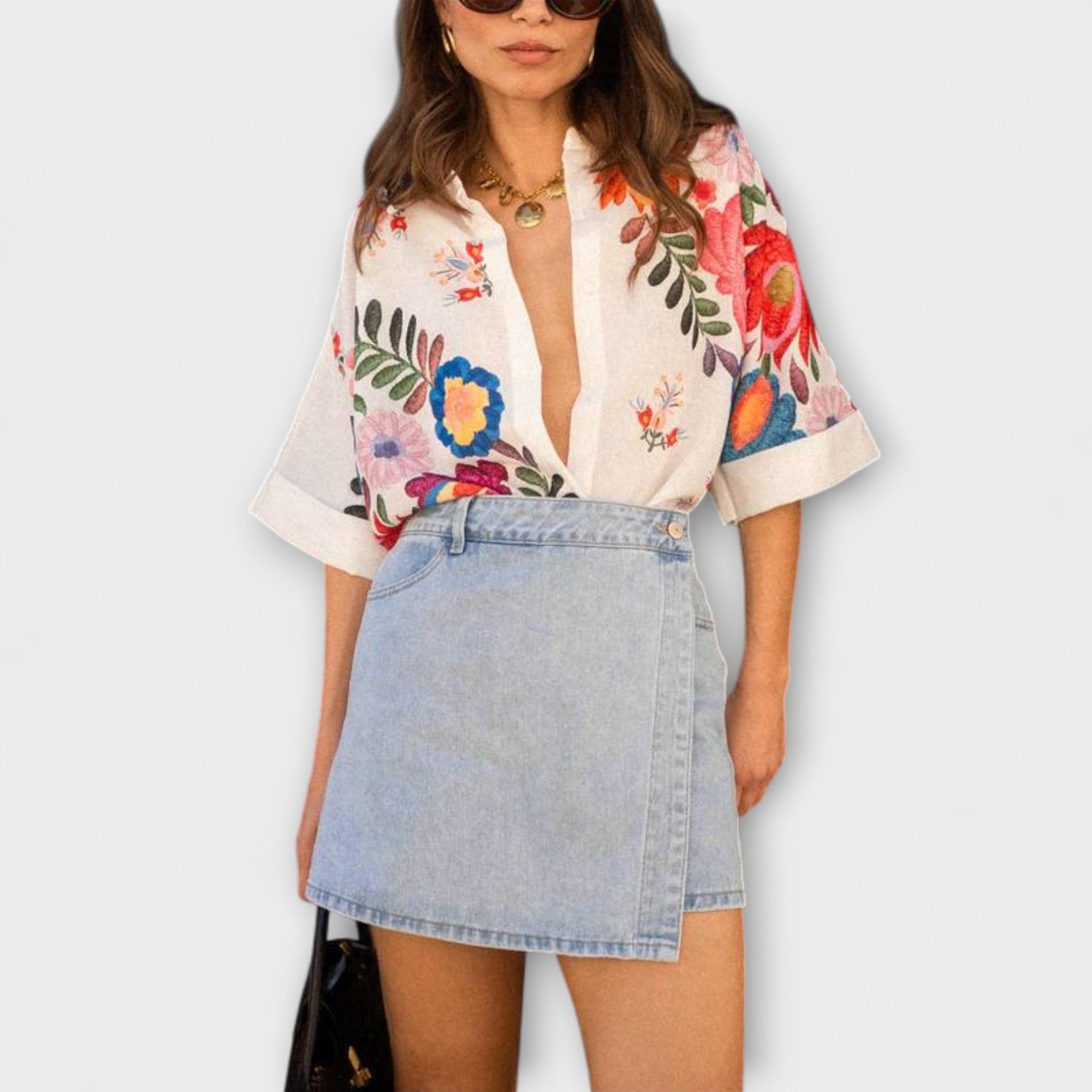 Ziva ™ | Carla krátky rukáv s kvetinovým vzorom