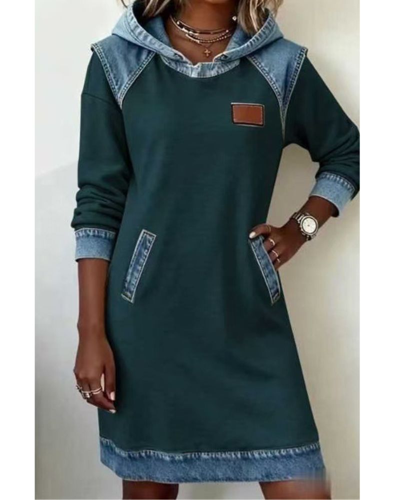 Lara – Džínové šaty s kapucňou