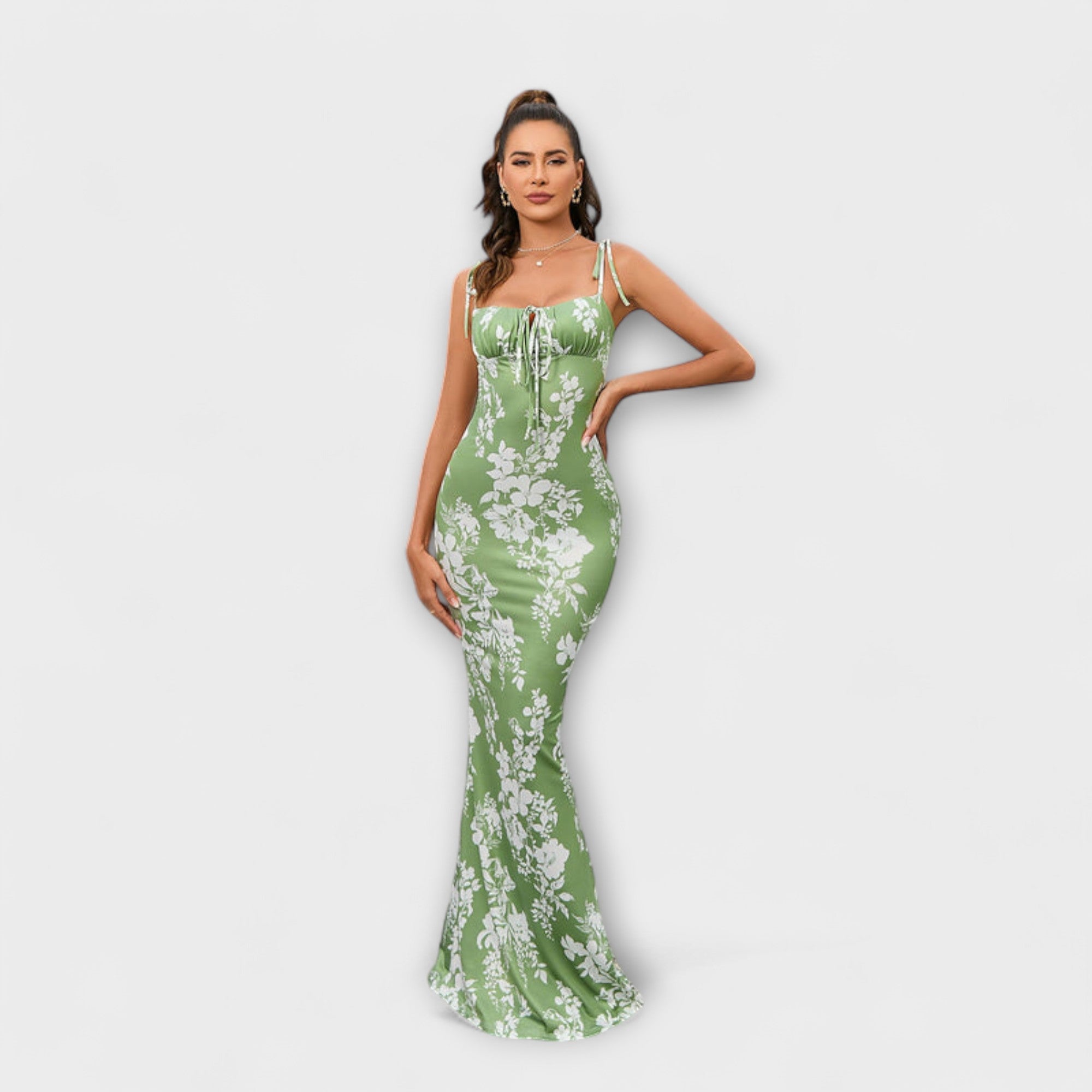 Thalia ™ | Kvetinová potlač spoločenských šiat s viazanými ramienkami