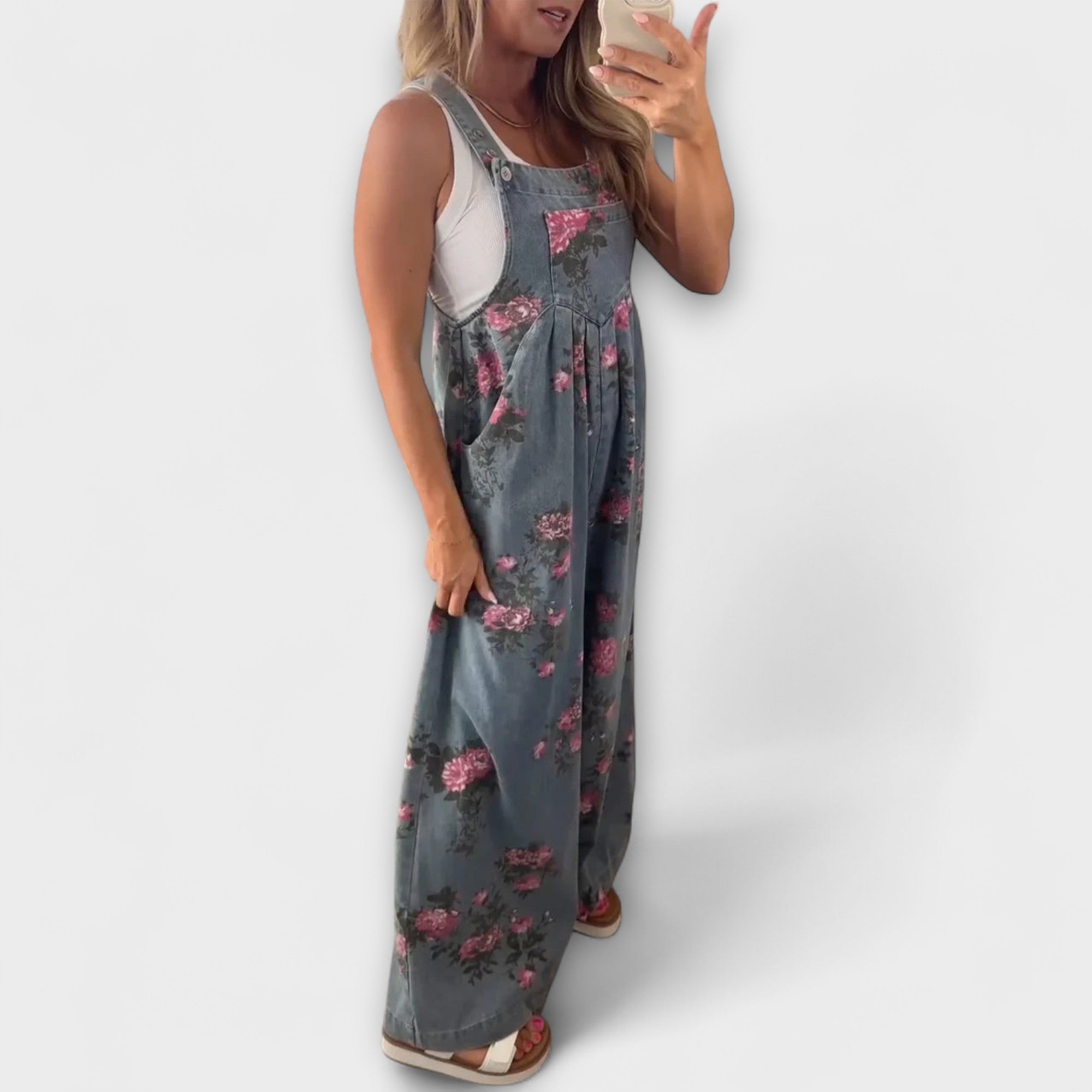 Bethany ™ | Kvetinový vzor voľné denimové nohavice