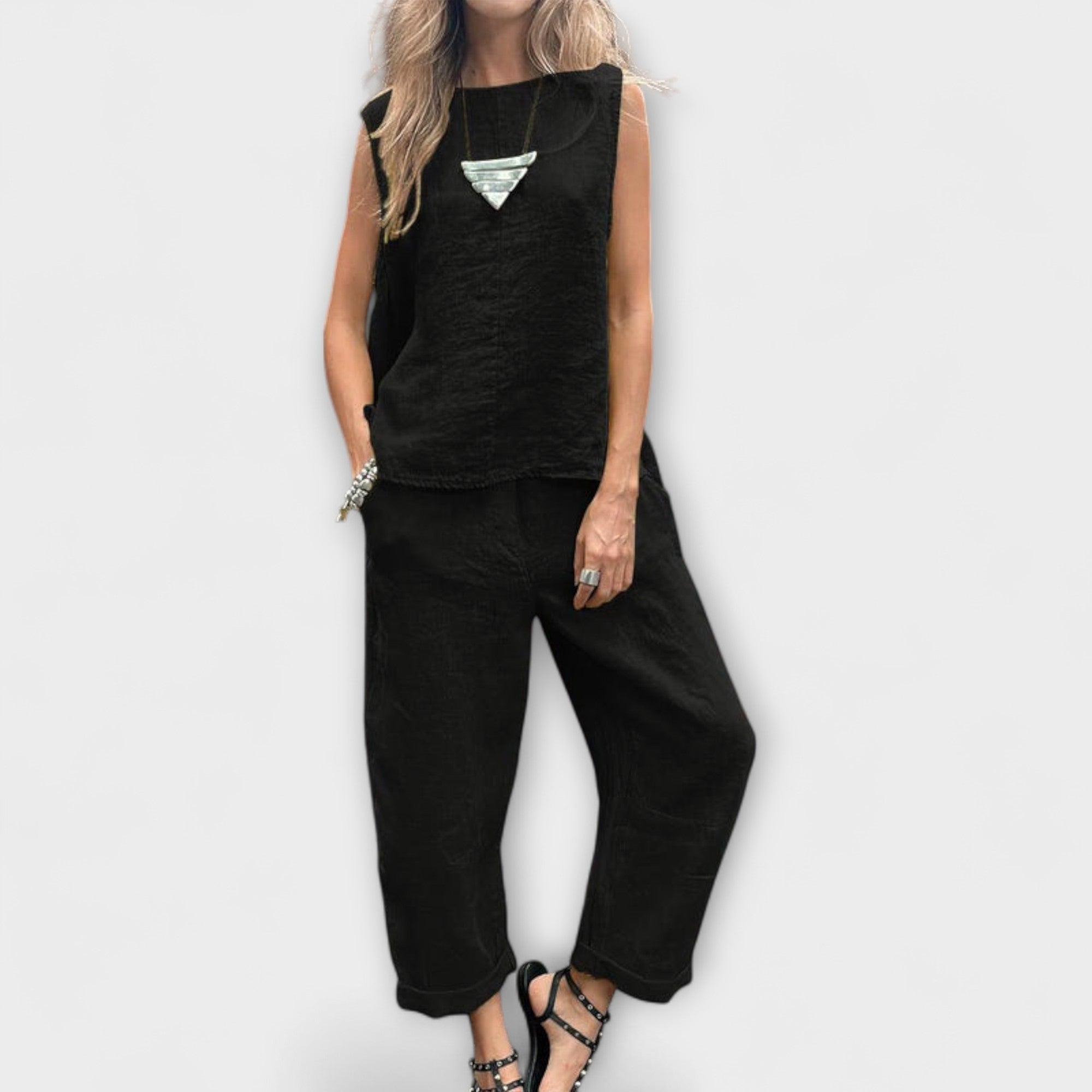 Jennifer ™ |Uvoľnený outfit z bavlny a ľanu