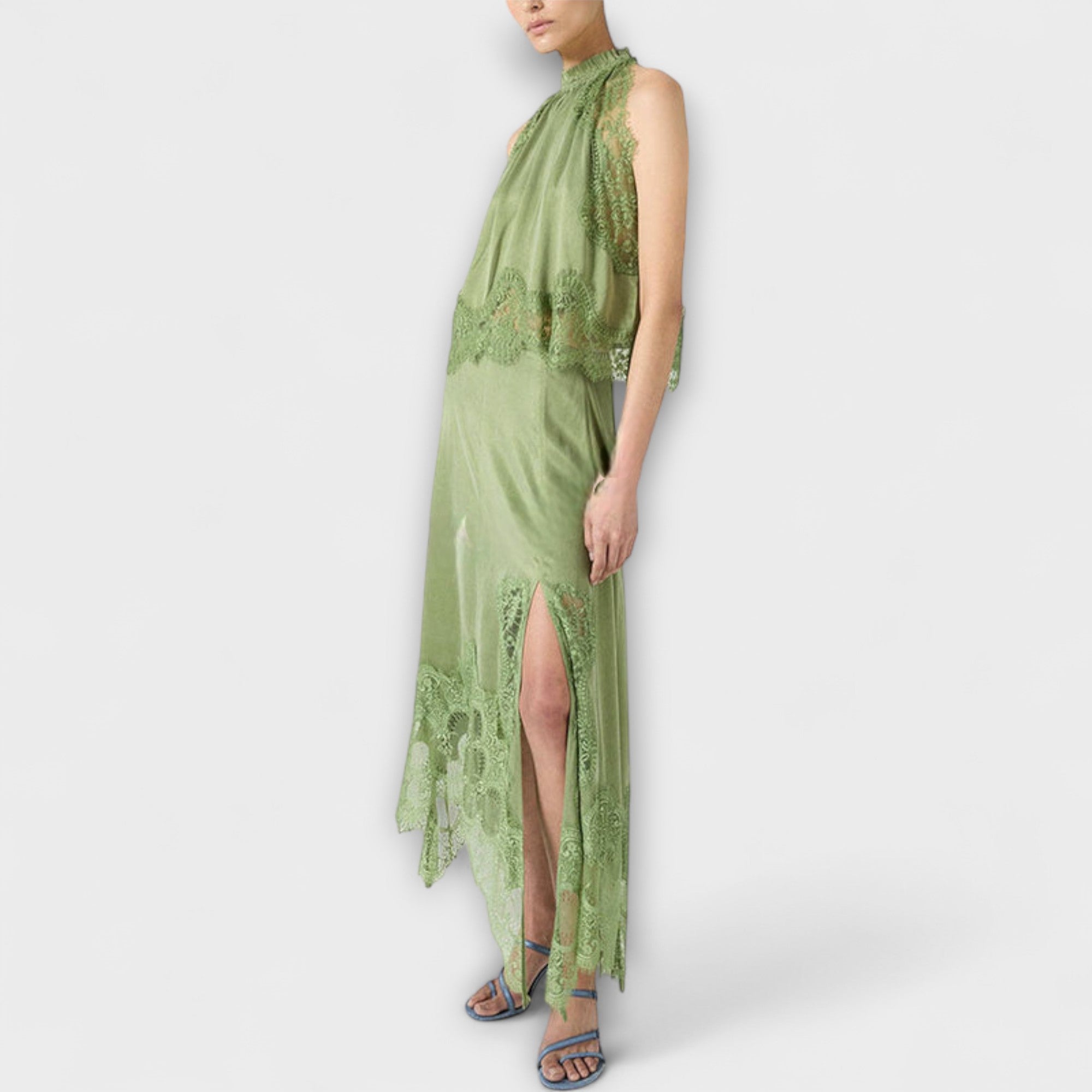 Kaia ™ | Saténová blúzka s čipkovým lemom a plisovaným výstrihom v sade