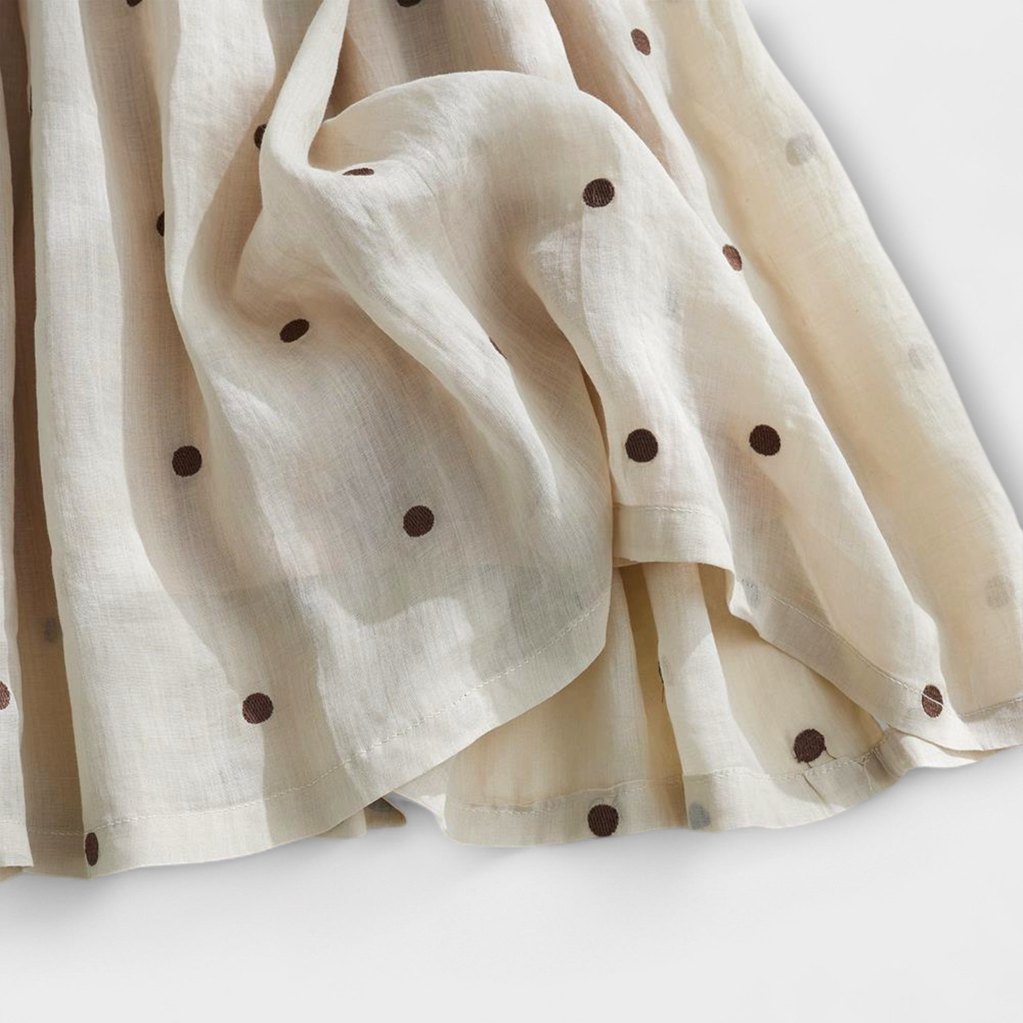 Daniela ™ |Hravá bodkovaná sukňa z bavlny a ľanu