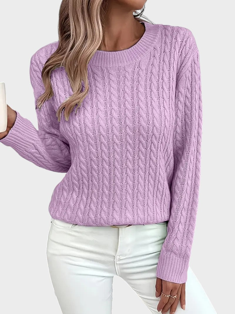 Jana™ |Dámsky pletený sveter s vrkočovým vzorom