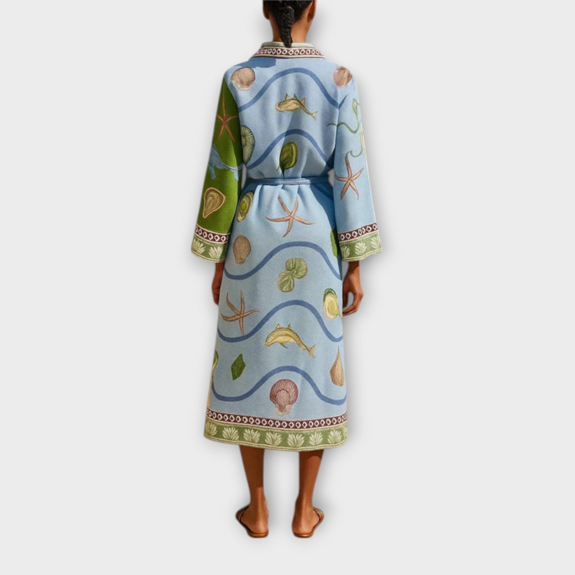 Jule ™ | Tlačené Twill Midi Košeľové Šaty s Opaskom