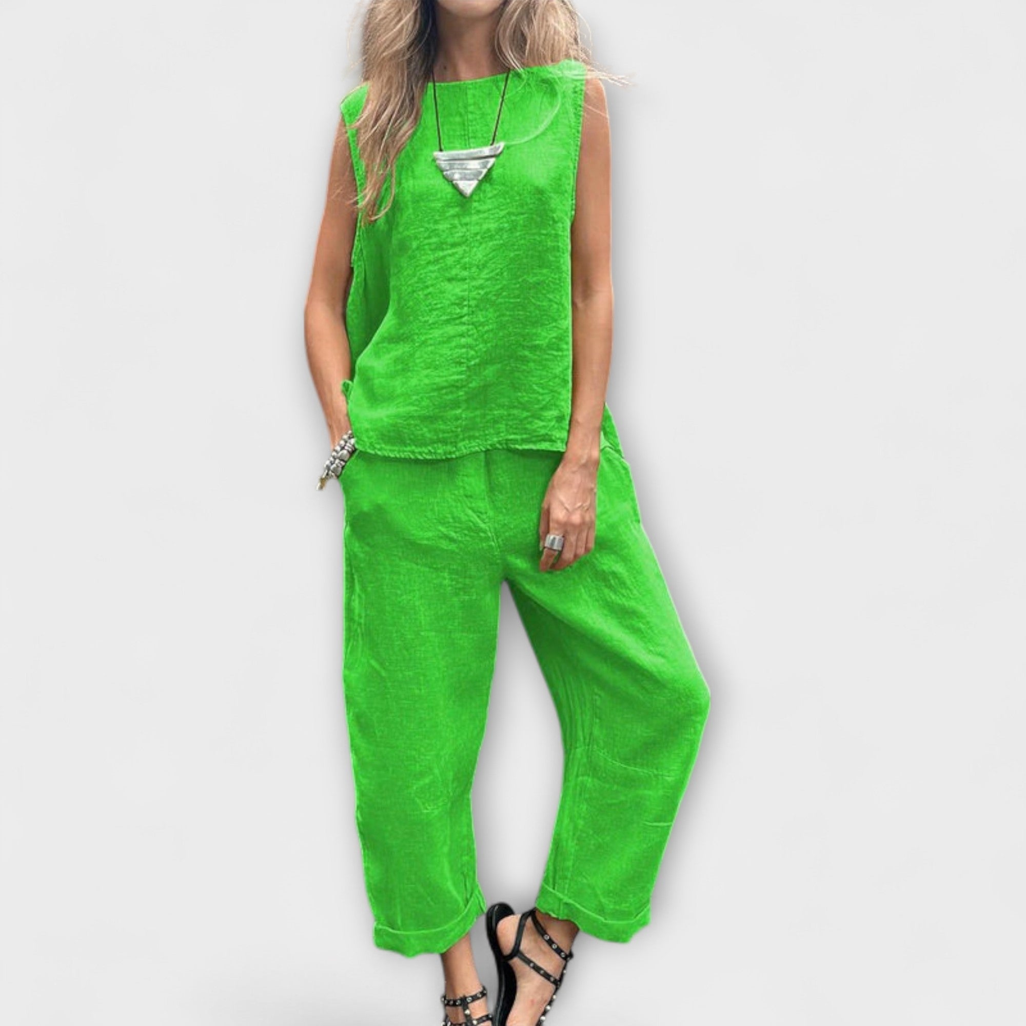 Jennifer ™ |Uvoľnený outfit z bavlny a ľanu