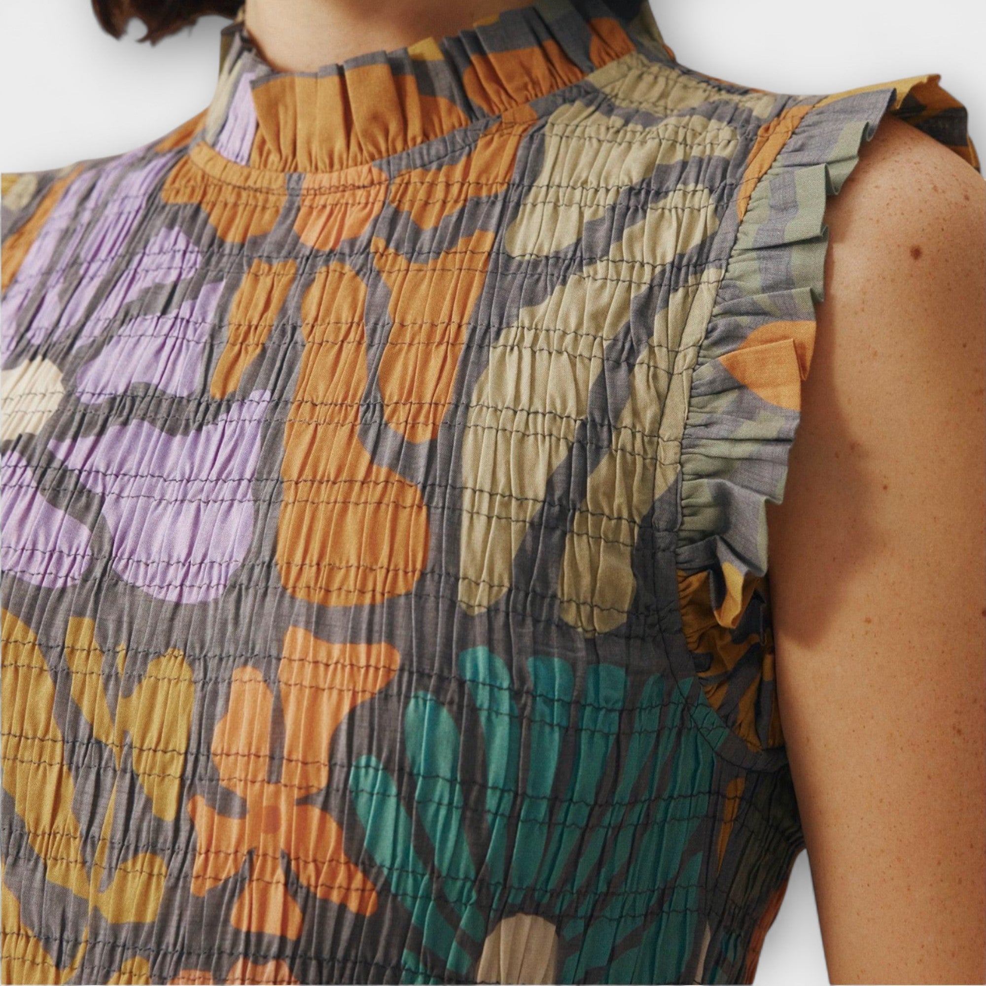 Melánia™ |Viacfarebné botanické midi šaty