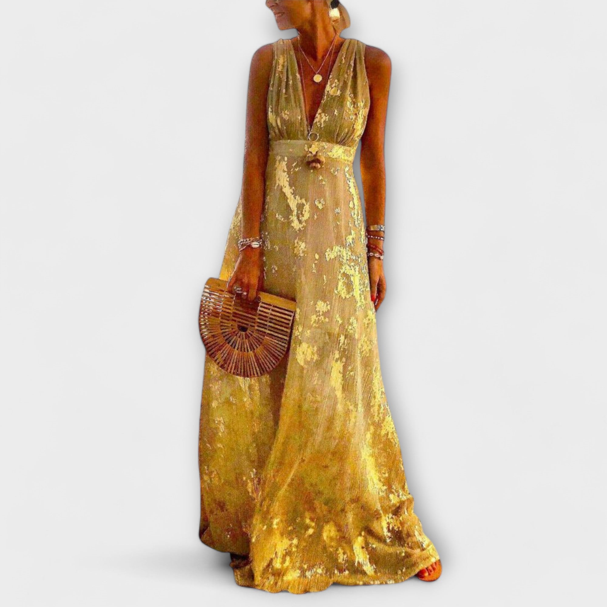 Augustína ™ |Plyšové šaty s V-výstrihom a detailmi z paillettes