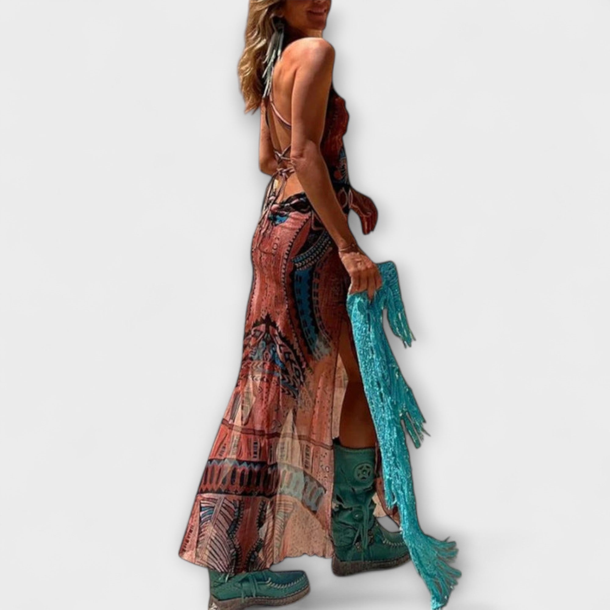 Poplatok ™ | Jedinečné midi šaty s cowl-výstrihom