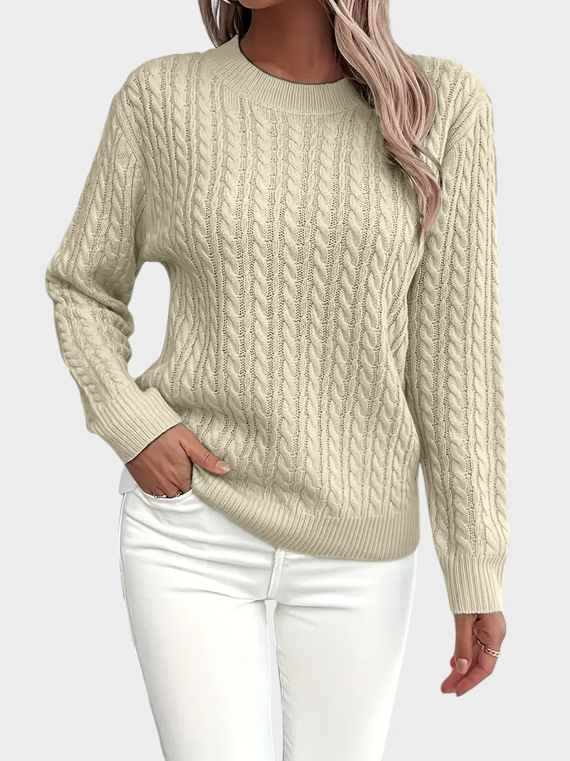 Jana™ |Dámsky pletený sveter s vrkočovým vzorom