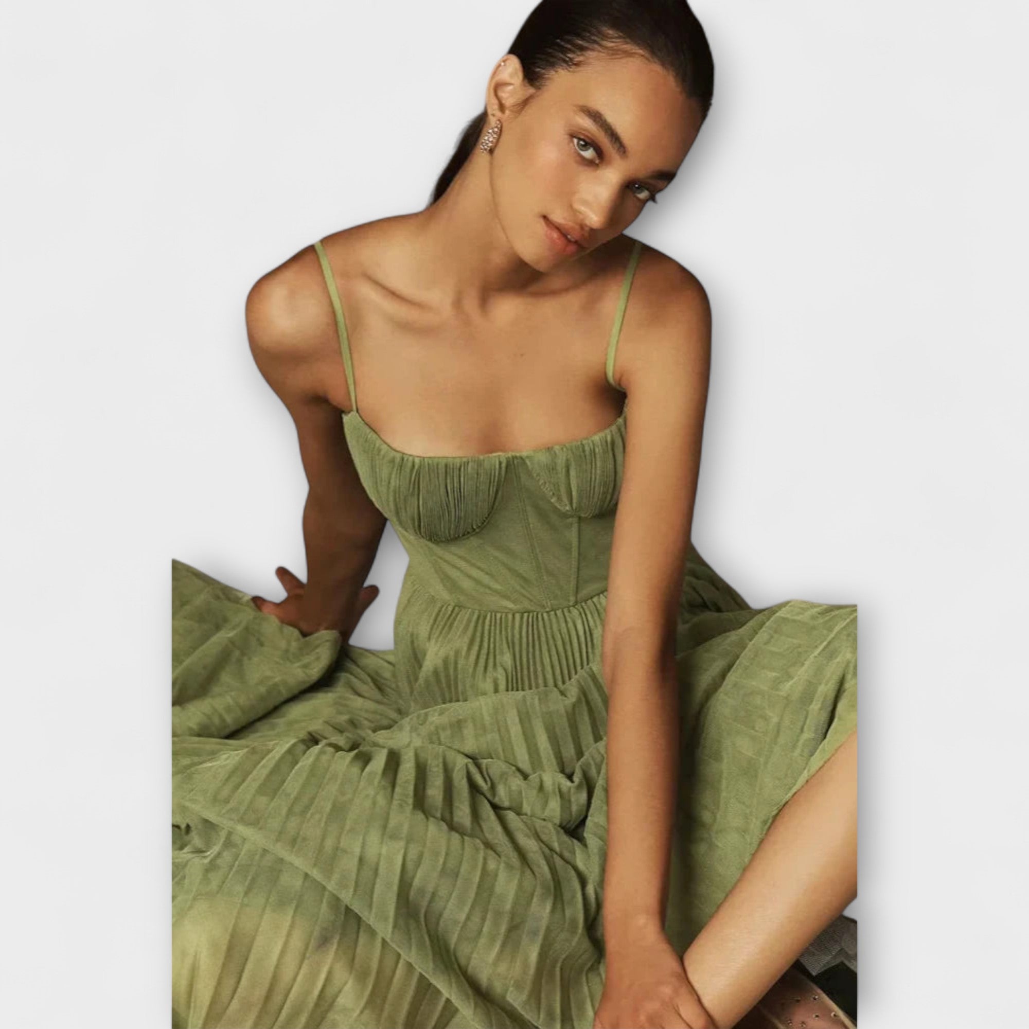 Marilyn-™ |Midi sukňa z tylu s dizajnom korzetu