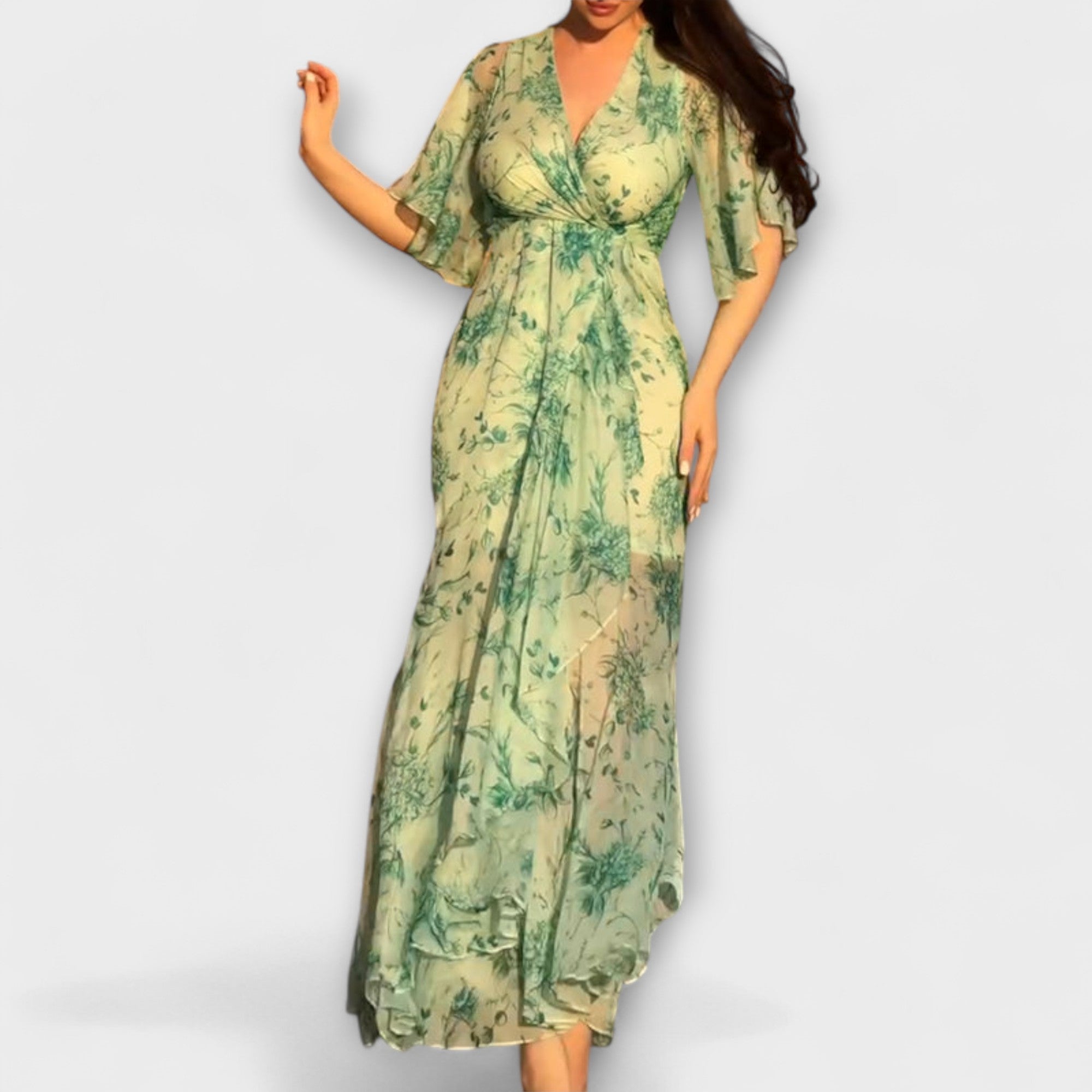 Lana ™ |Štýlové kvetinové šaty s V-výstrihom