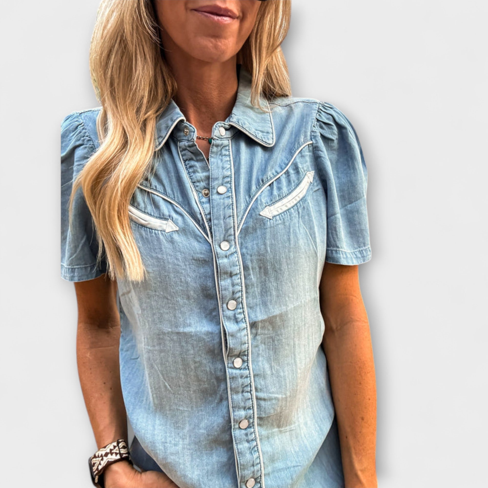 Jeseň™ | Modré Booker Western Hemd s gombíkmi