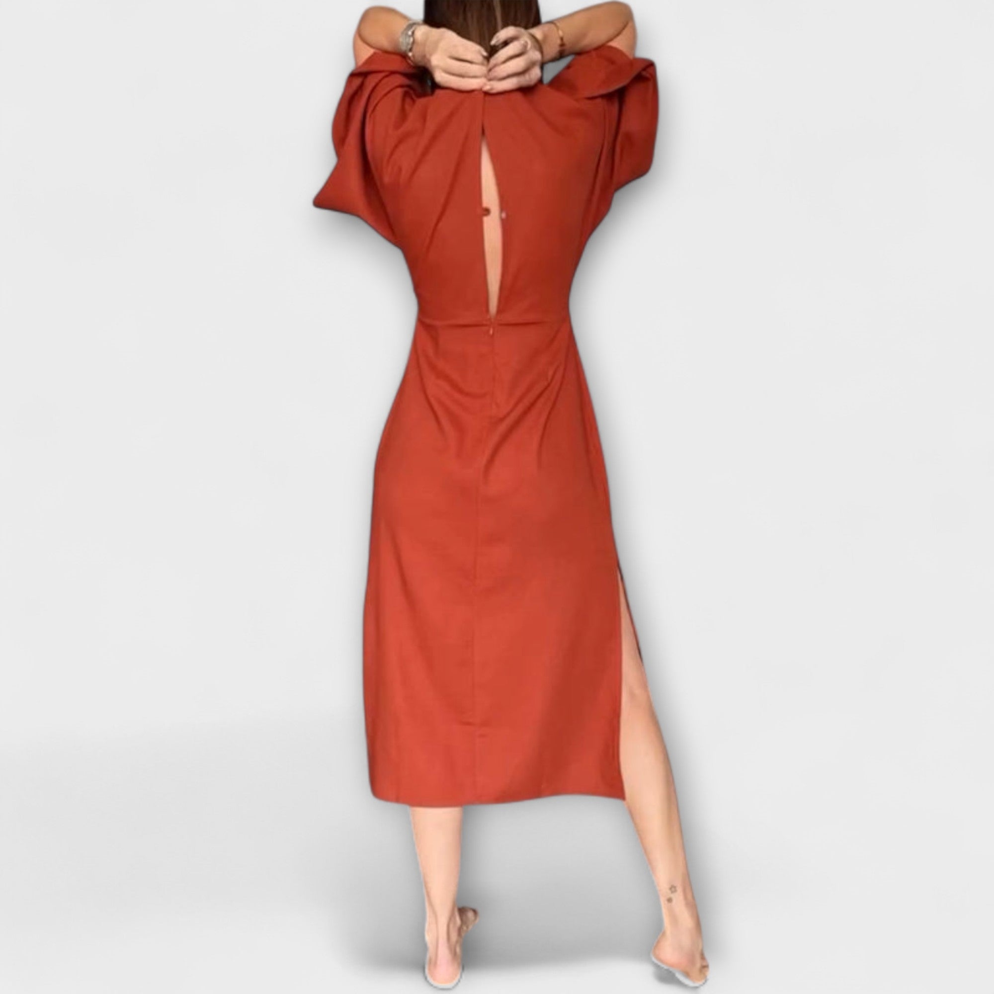 Holly ™ | Pohodlné šaty s V-výstrihom z bavlny a ľanu so šnurovaním