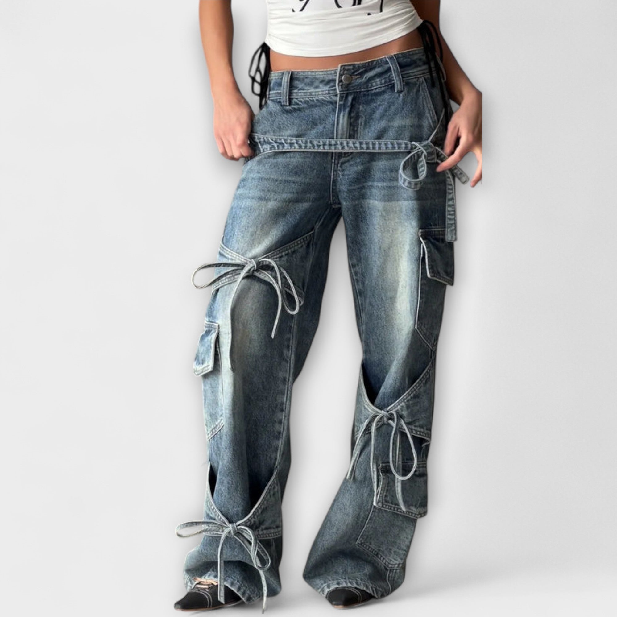 Paloma ™ | Utility Denim Jeans s detailom uzla