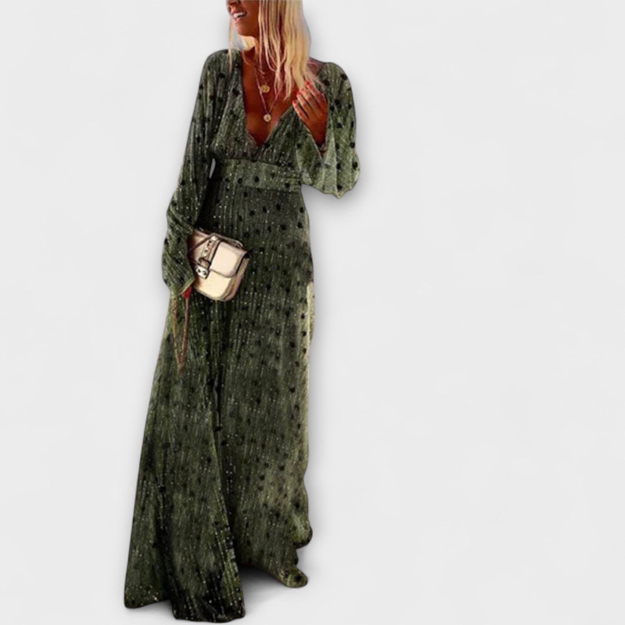 Apolónia ™ |Elegantné dlhé šaty s potlačou bodiek