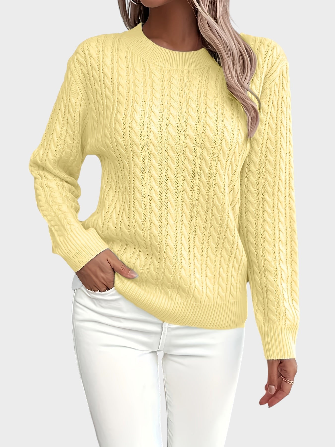 Jana™ |Dámsky pletený sveter s vrkočovým vzorom