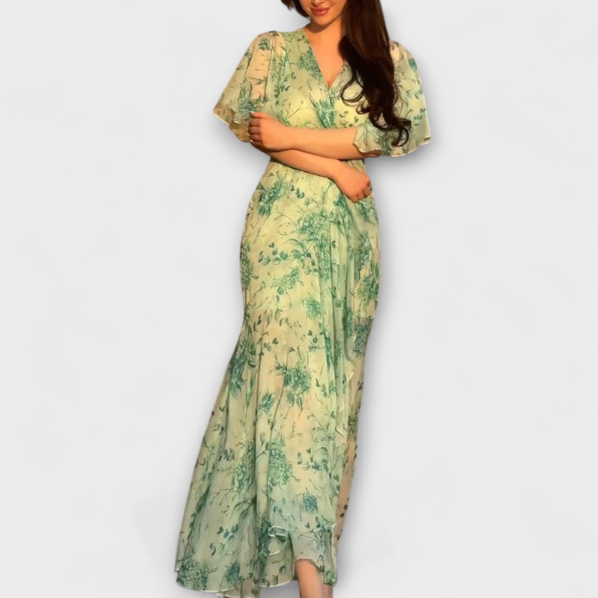 Lana ™ |Štýlové kvetinové šaty s V-výstrihom