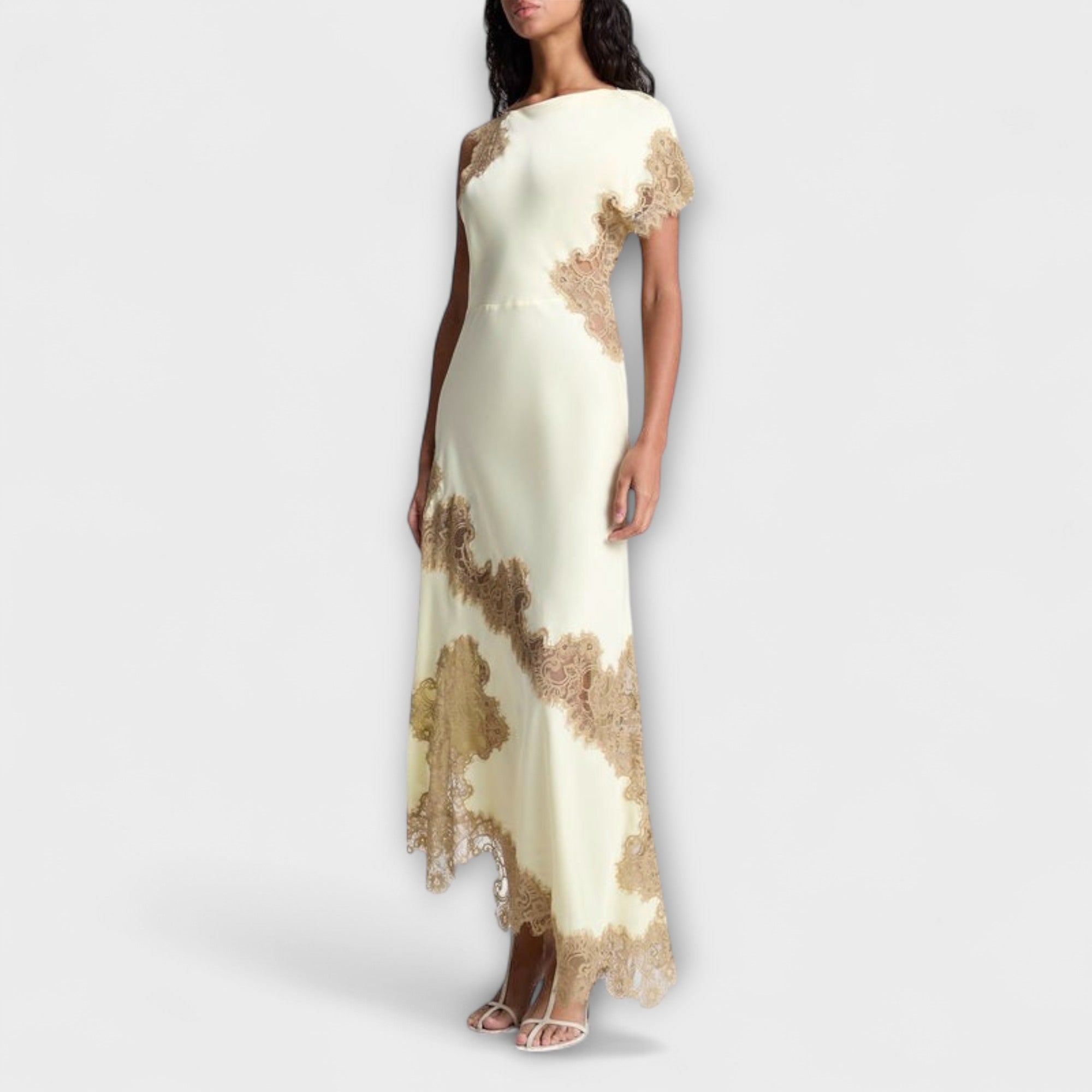 Margaret ™ |Maxi šaty s saténovými a čipkovými akcentmi