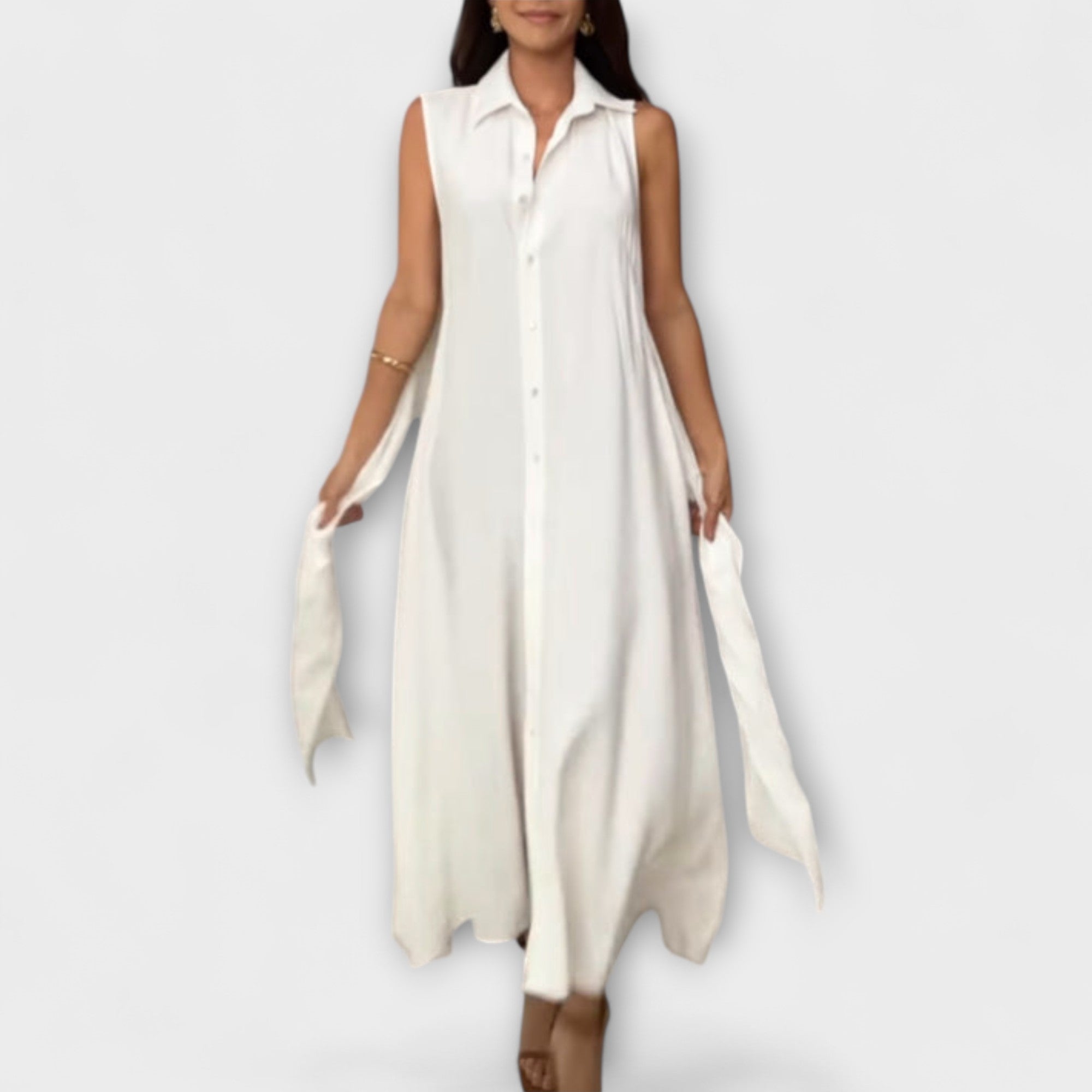 Mira ™ |Pôsobivé, jednoradové midi šaty s viazaním