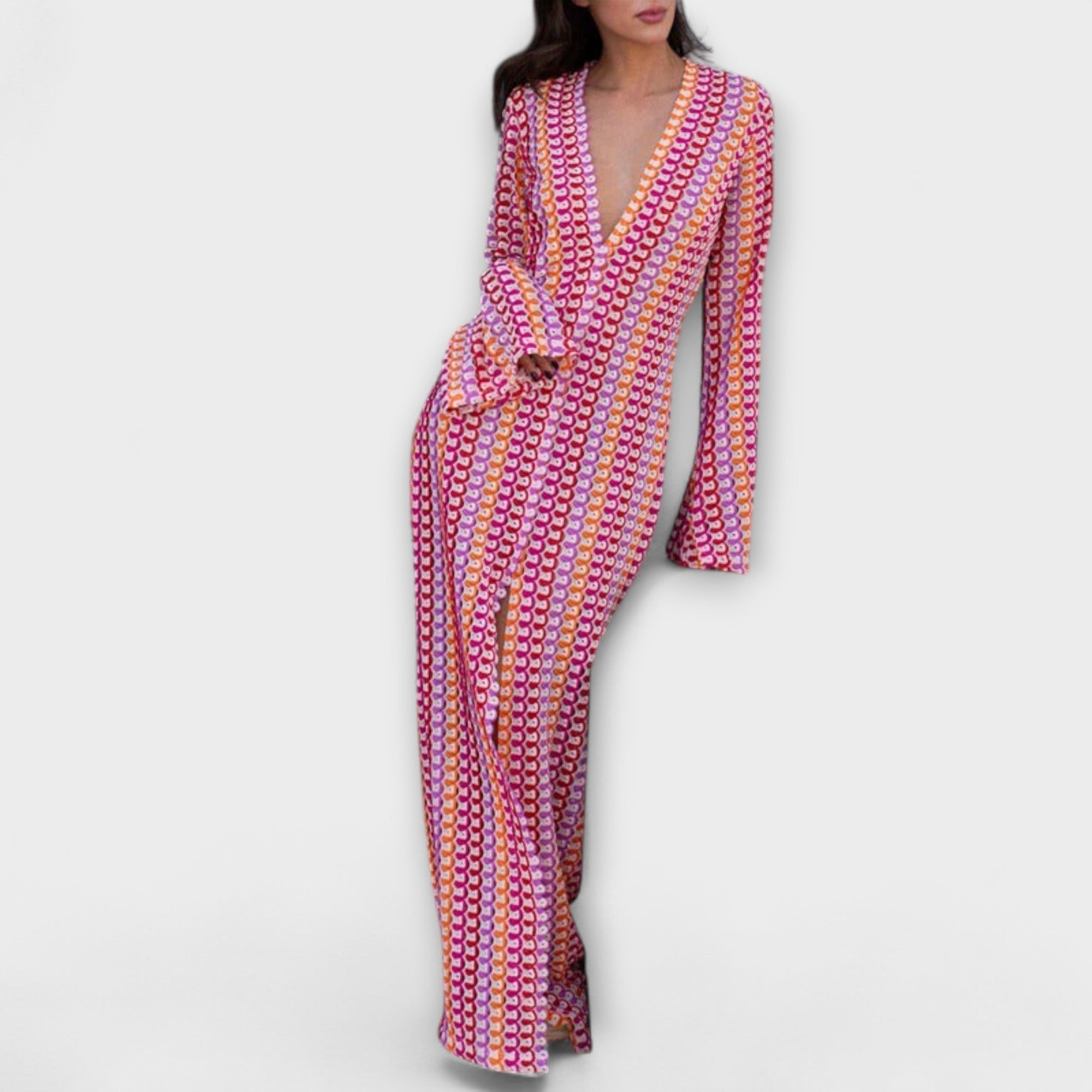 Elina ™ | Maxi šaty s V-výstrihom a dovolenkovou atmosférou