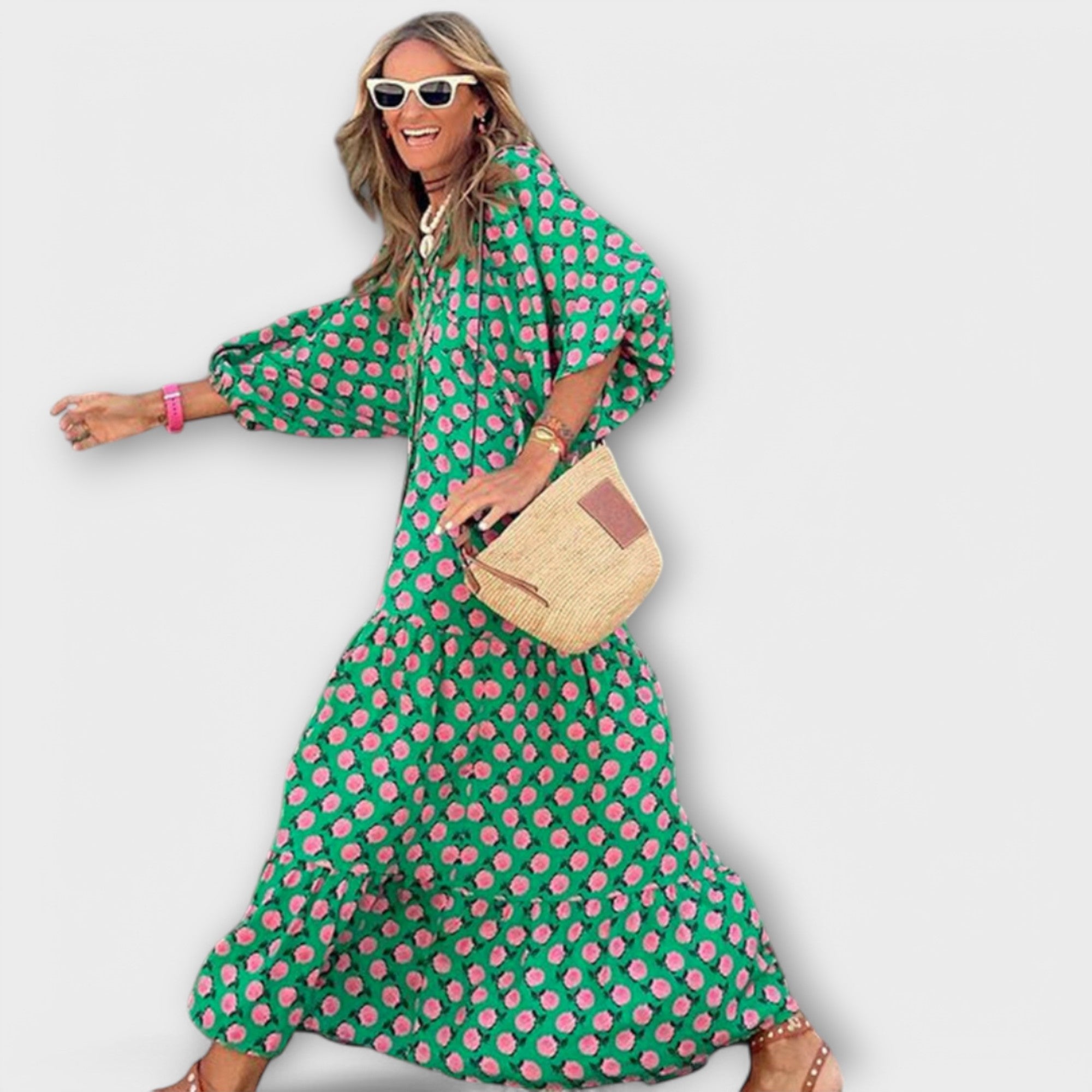 Aneta ™ |Elegantné geometrické maxi šaty