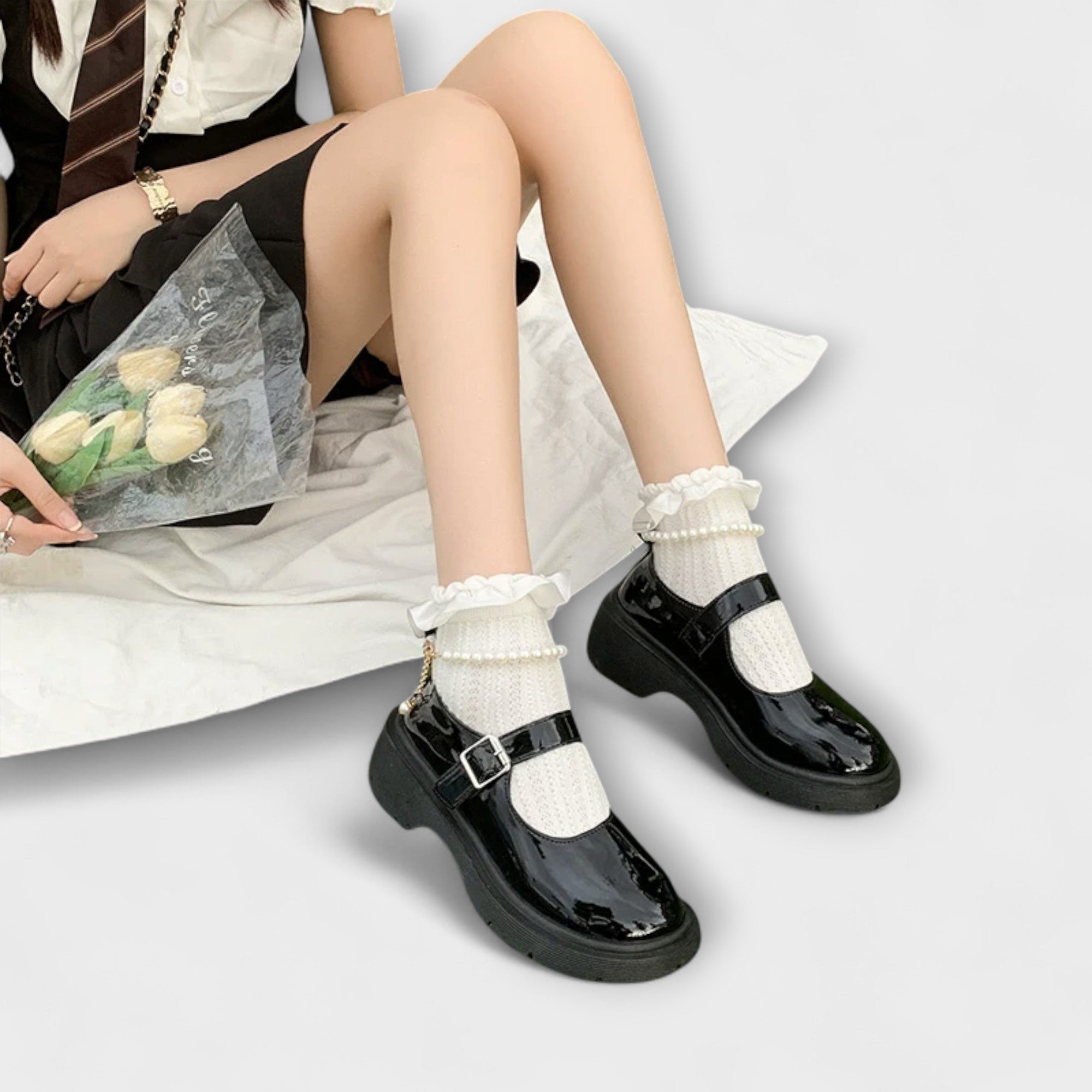 Perla™ |- Luxusné perlové Mary Jane kožené topánky