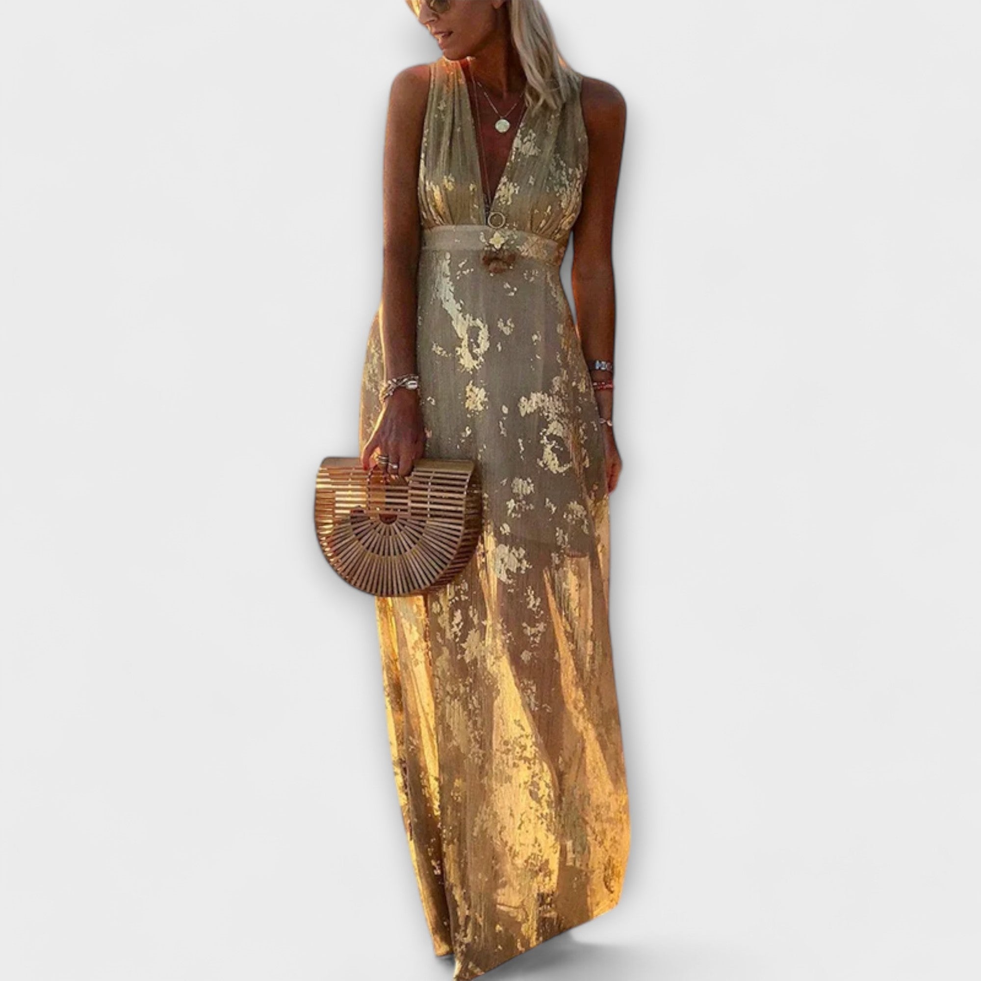 Augustína ™ |Plyšové šaty s V-výstrihom a detailmi z paillettes