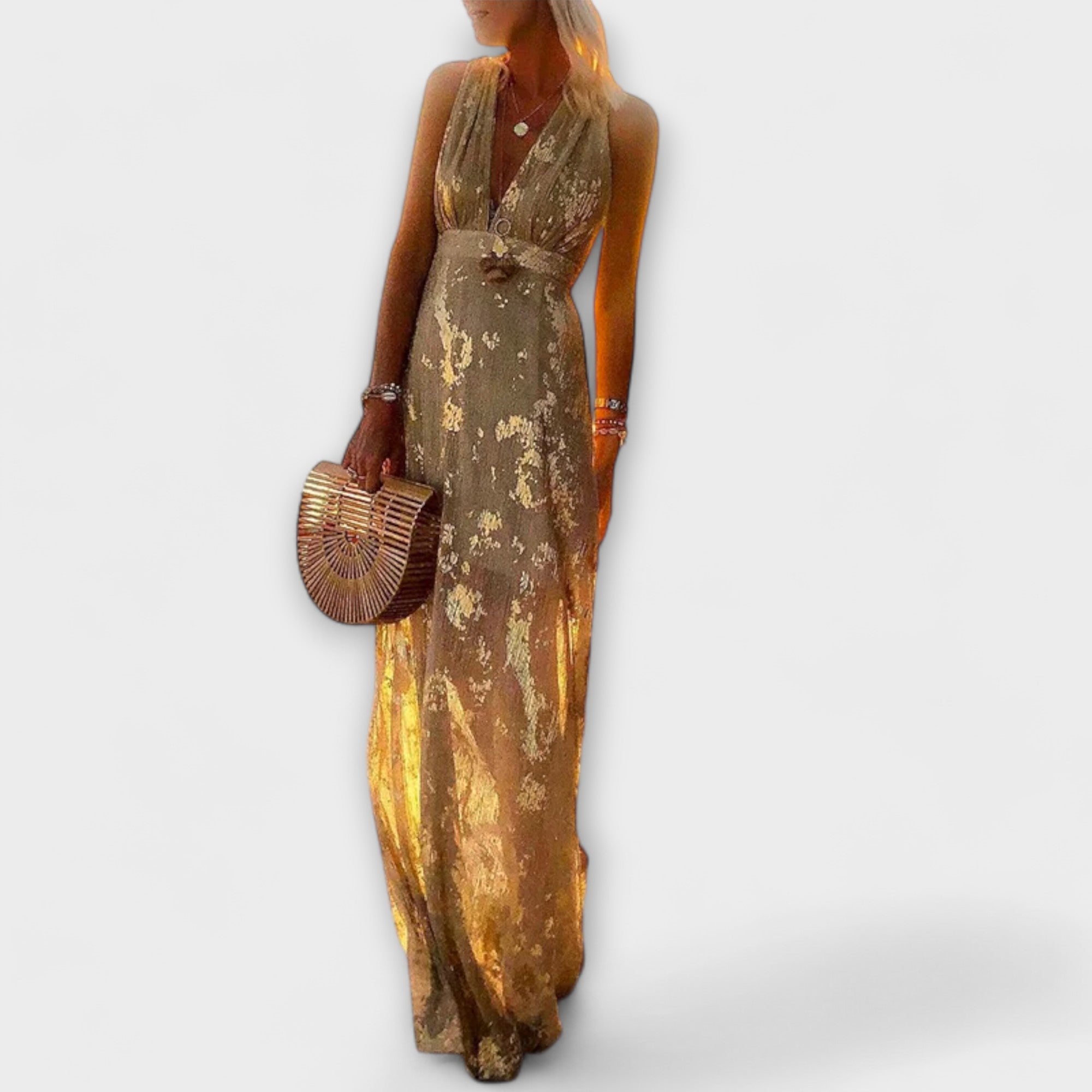 Augustína ™ |Plyšové šaty s V-výstrihom a detailmi z paillettes