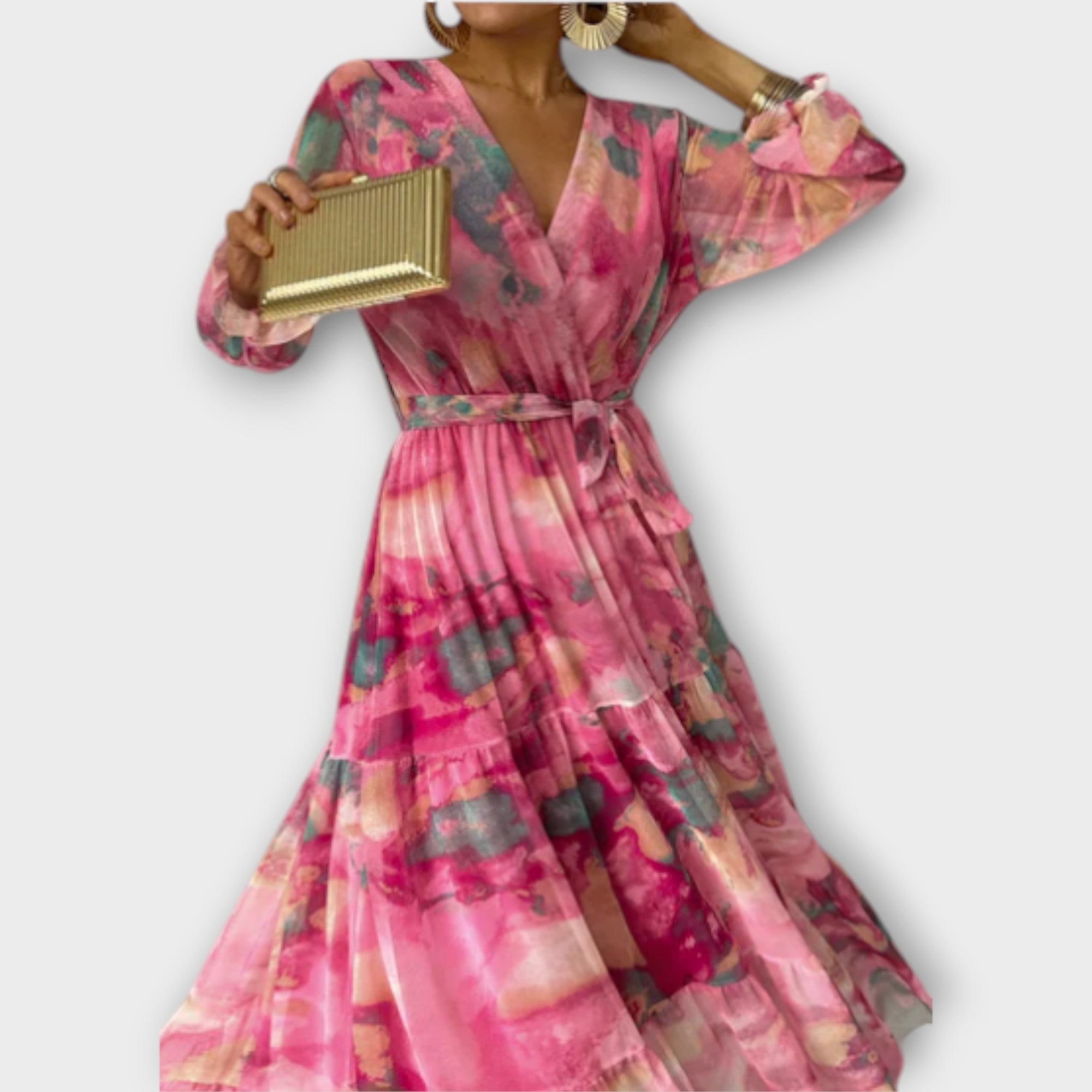 Evelyn ™ | Akvarelový sen Maxikabát