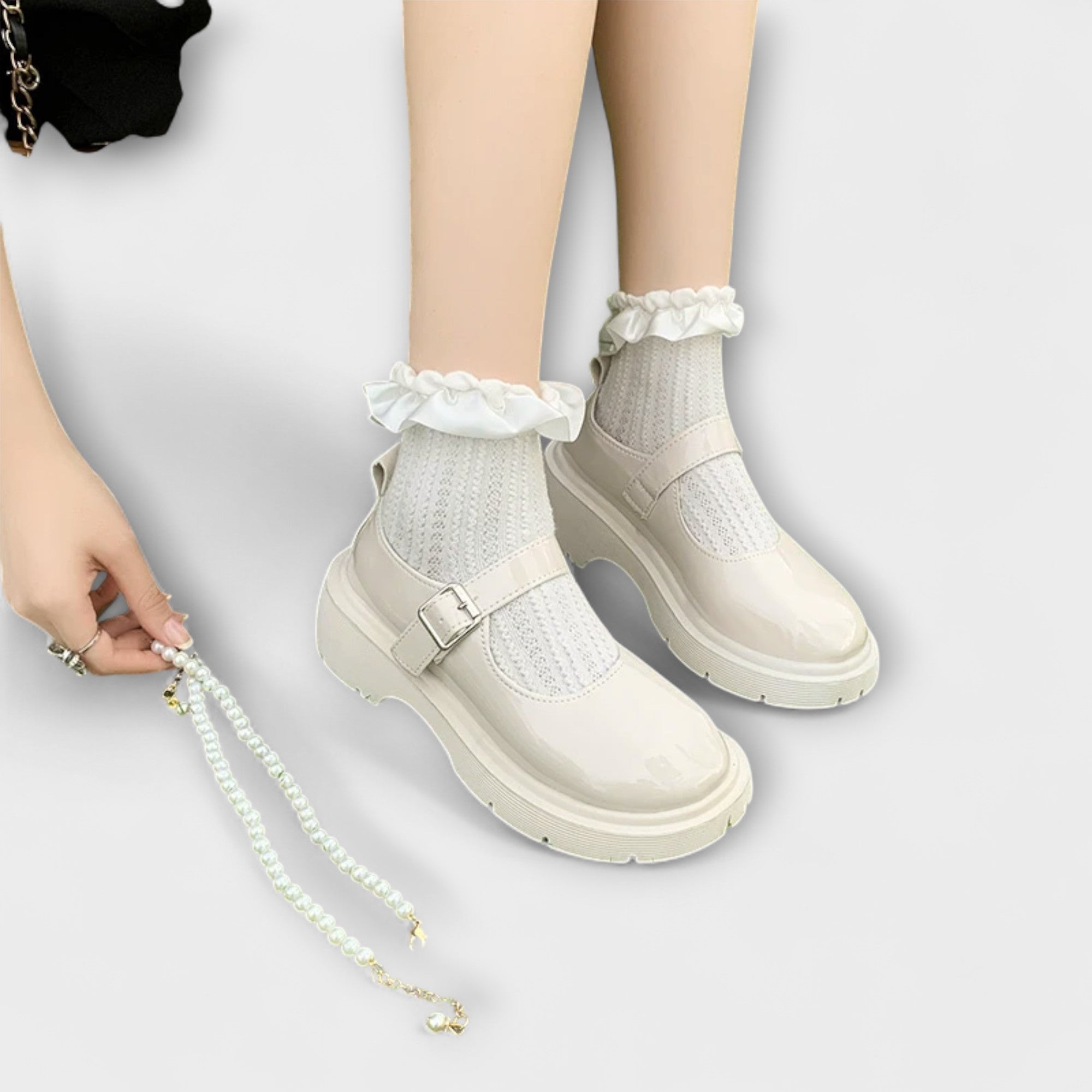 Perla™ |- Luxusné perlové Mary Jane kožené topánky