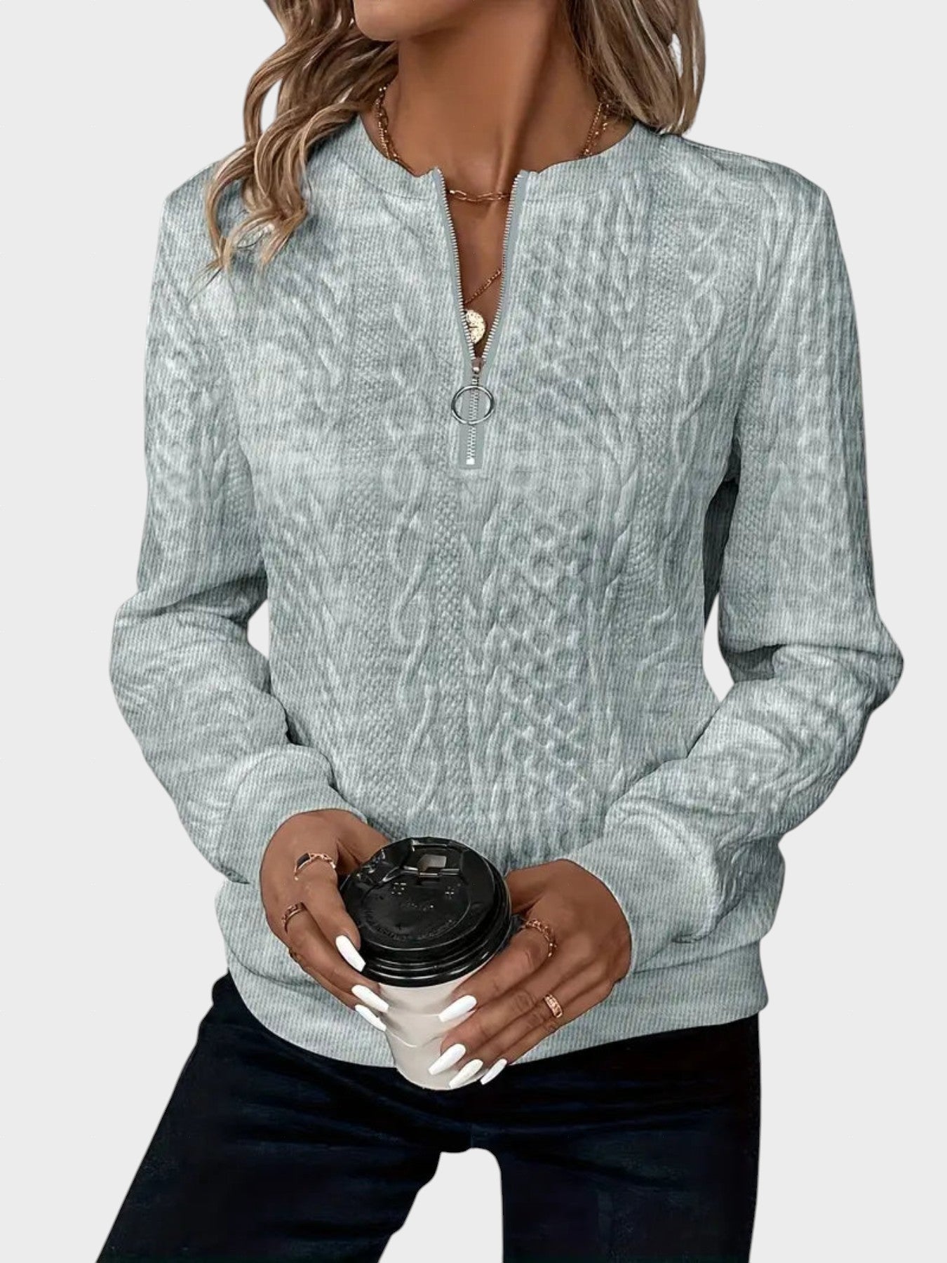 Alena™| Dámsky pletený sveter na zips