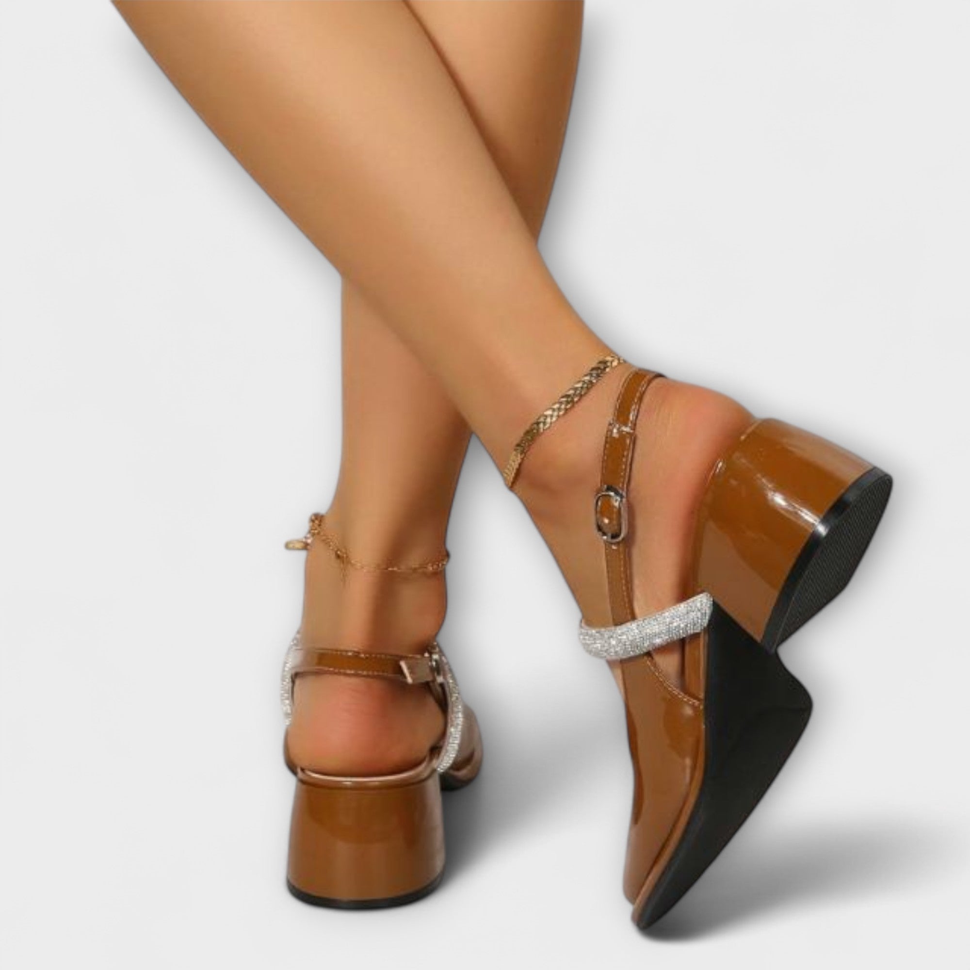 Celandra ™ | Mary Janes s trblietavými remienkami a blokovým podpätkom