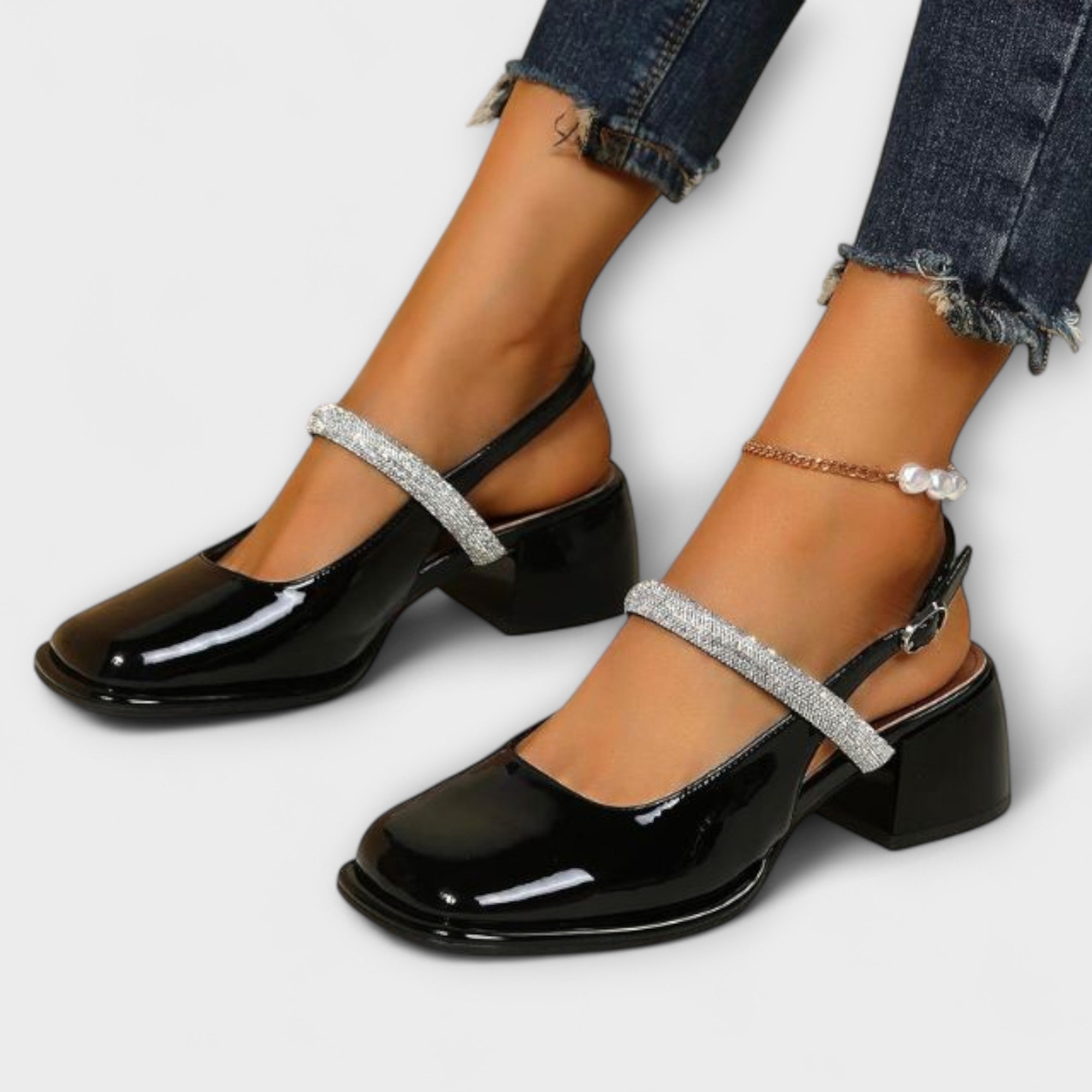 Celandra ™ | Mary Janes s trblietavými remienkami a blokovým podpätkom