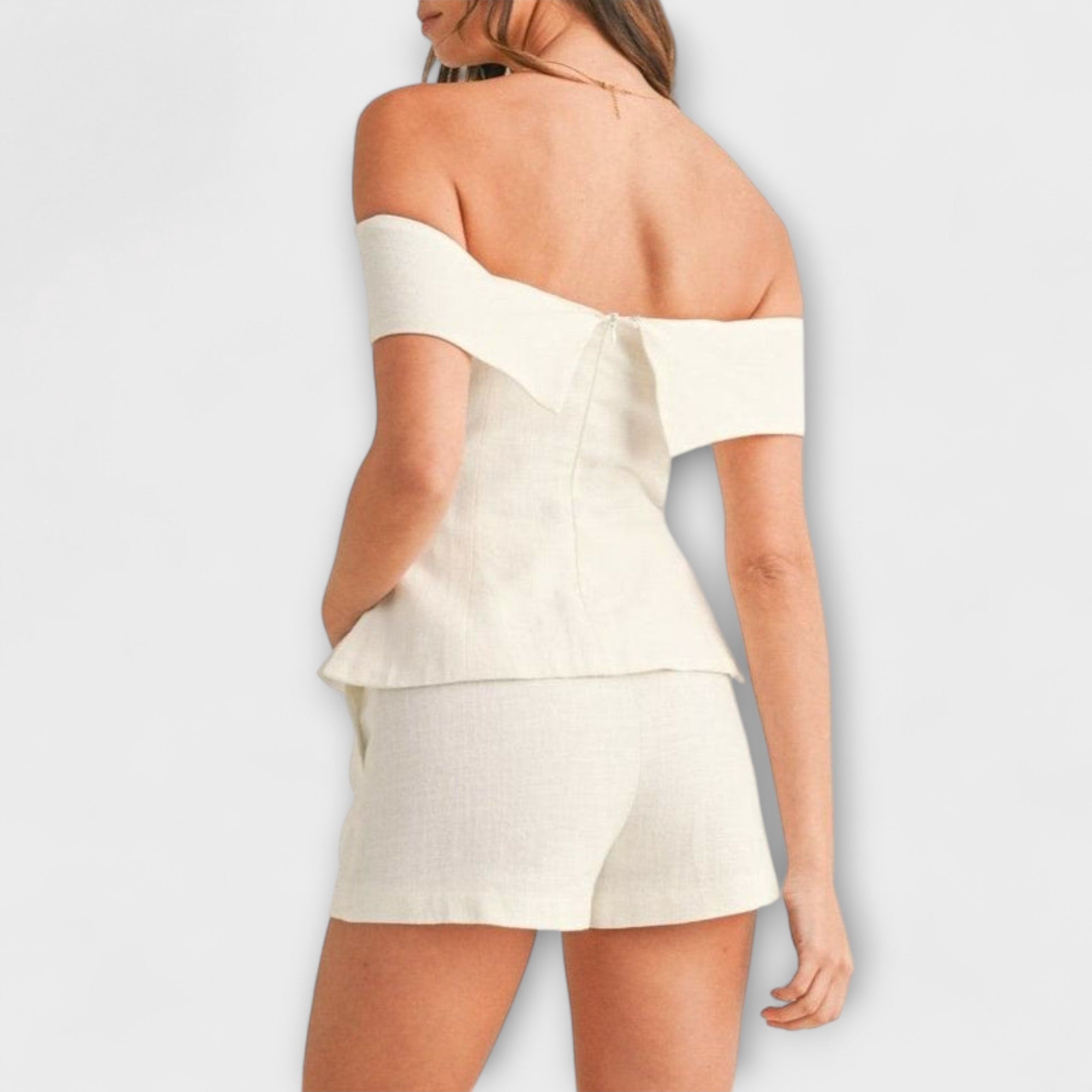 Olivia ™ |Biely bavlneno-ľanový dvojdielny set