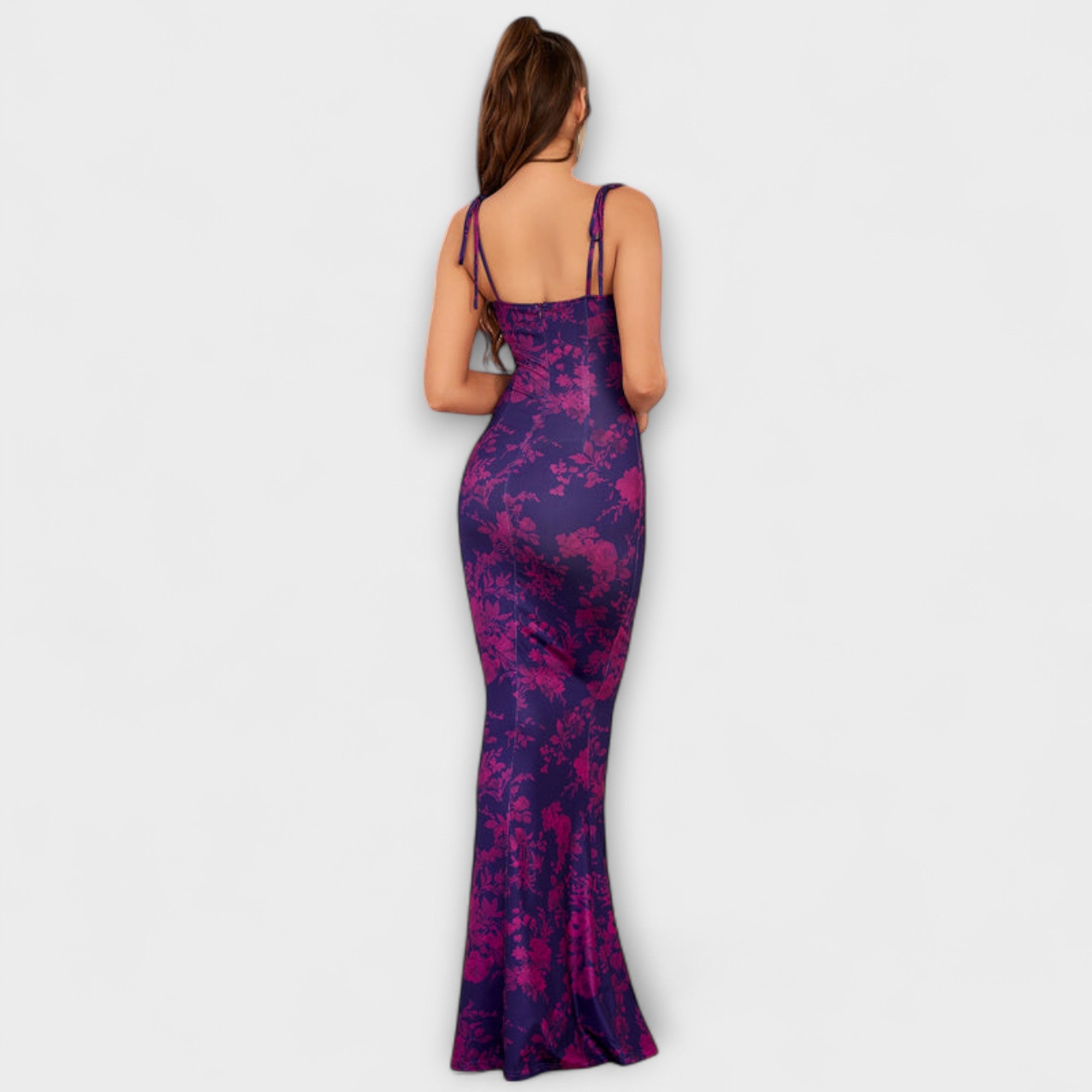 Thalia ™ | Kvetinová potlač spoločenských šiat s viazanými ramienkami