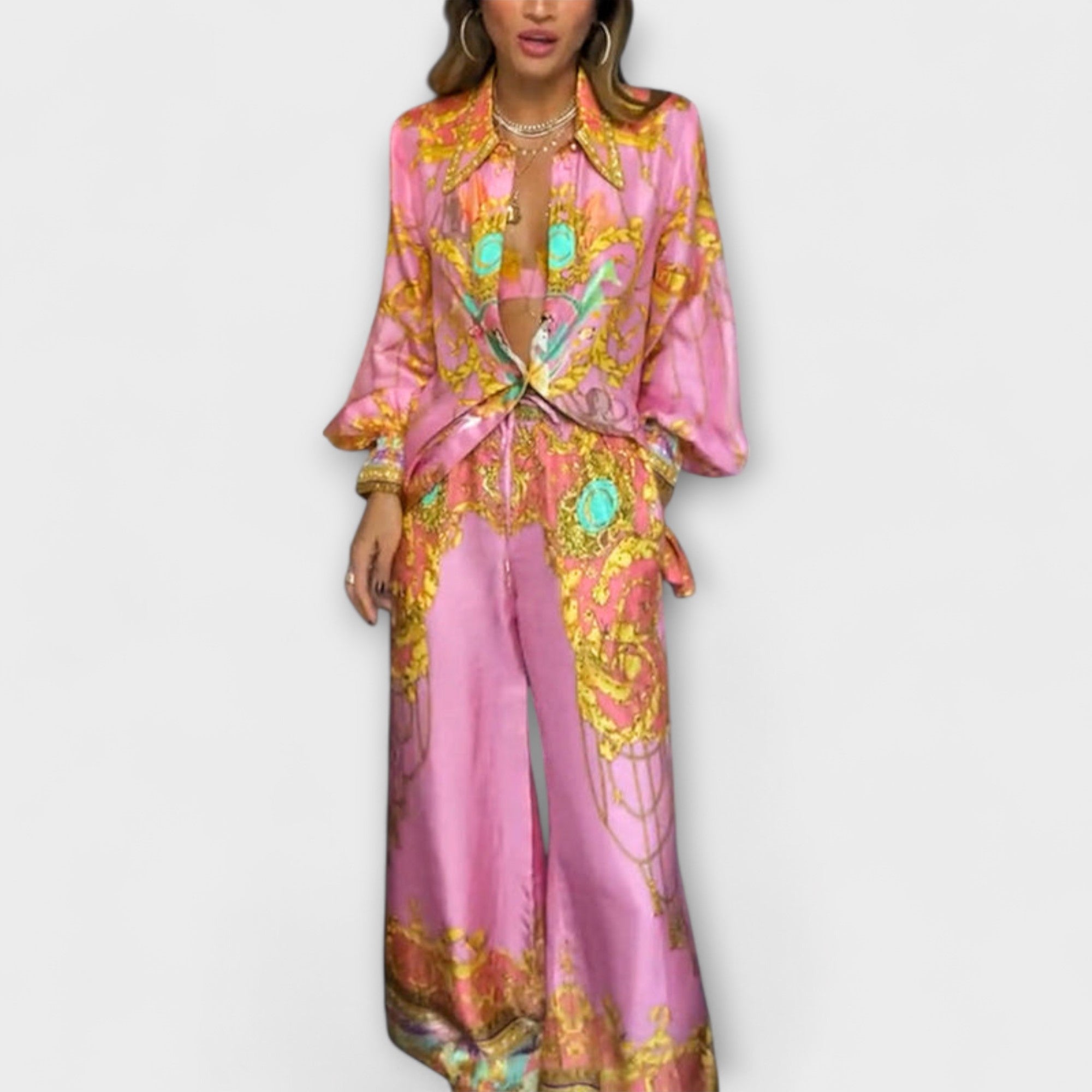 Sage ™ | Uvoľnená košeľa s morskou pannou a elastické nohavice s vysokým pásom