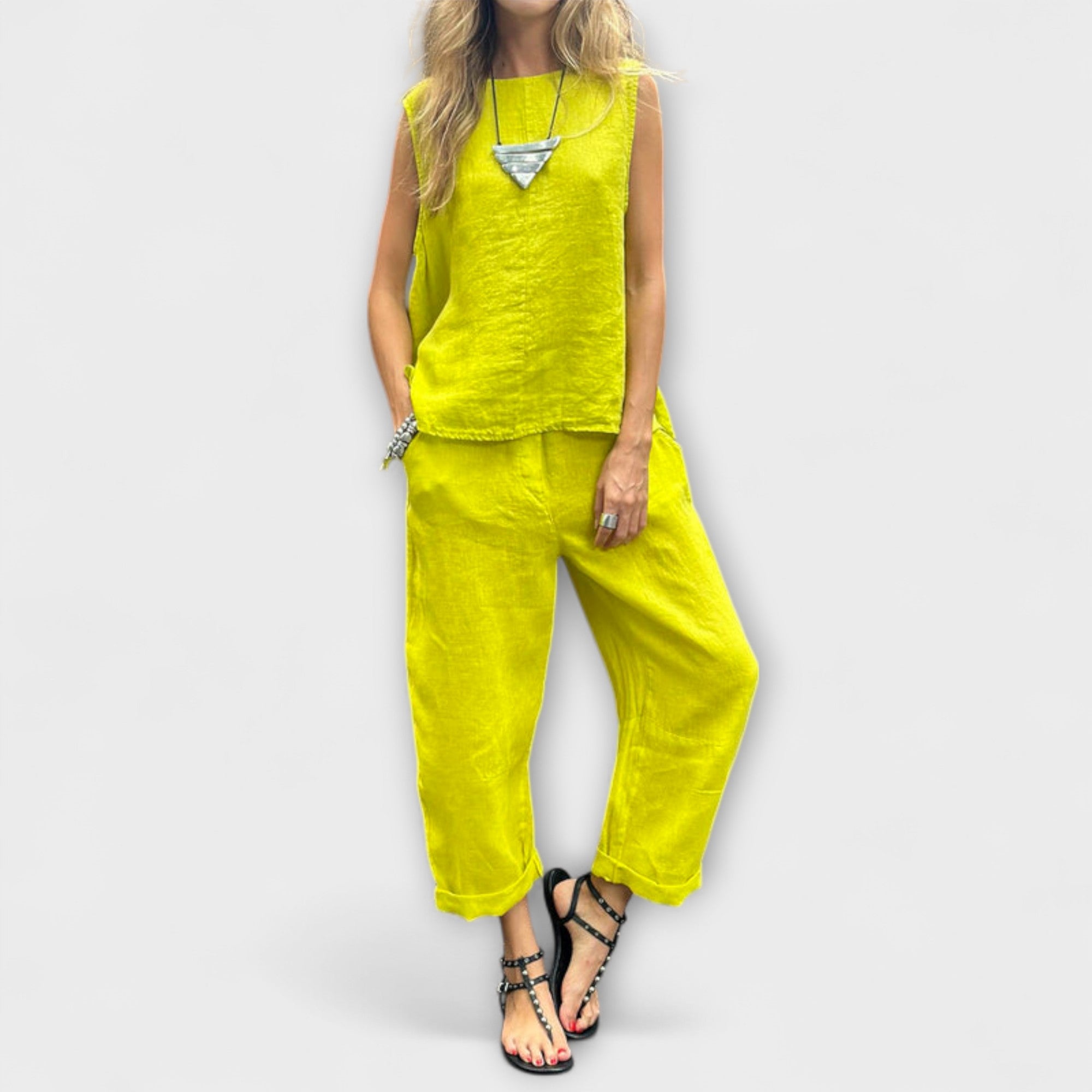 Jennifer ™ |Uvoľnený outfit z bavlny a ľanu