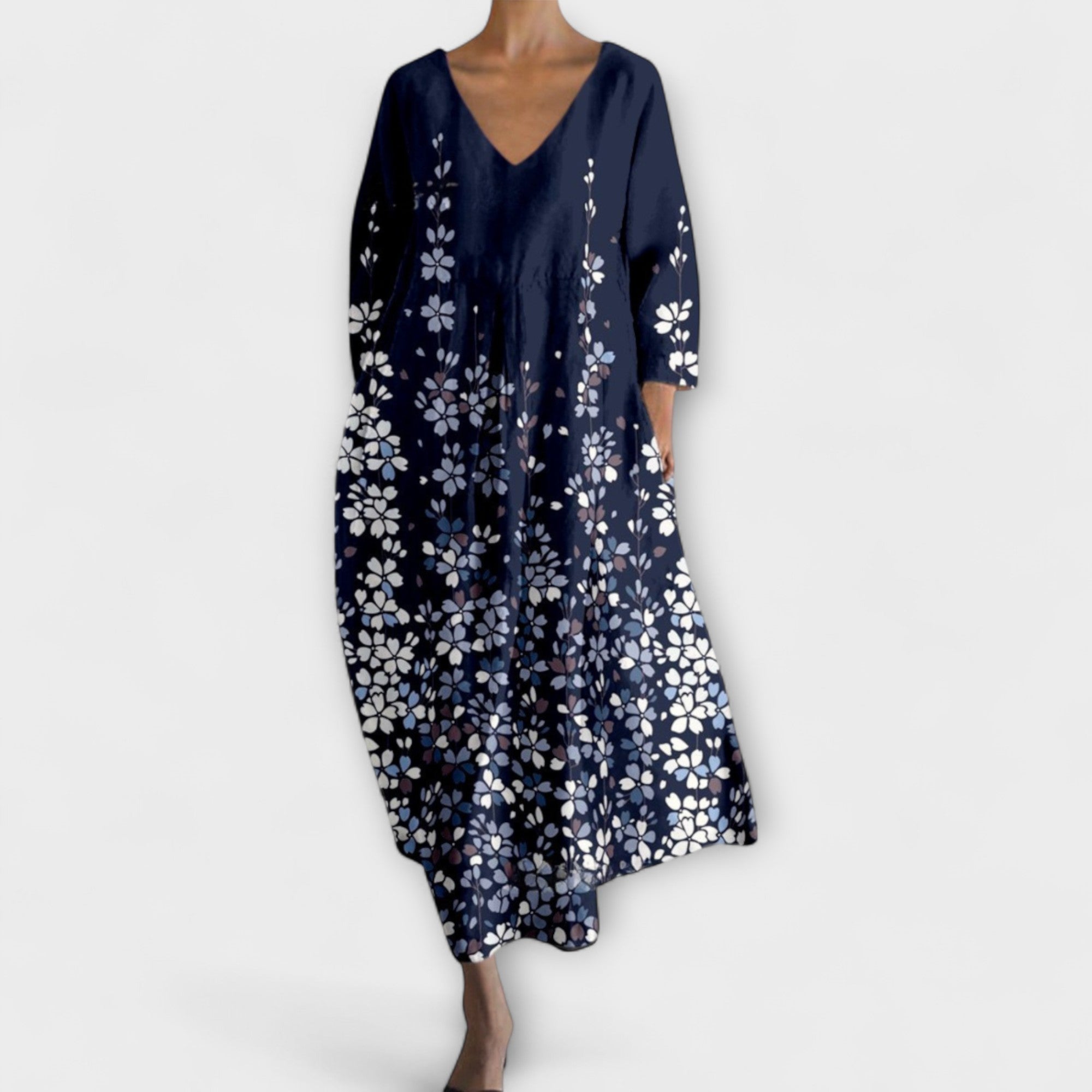 Fiona ™ | Dlhé, farebné šaty s výstrihom do V