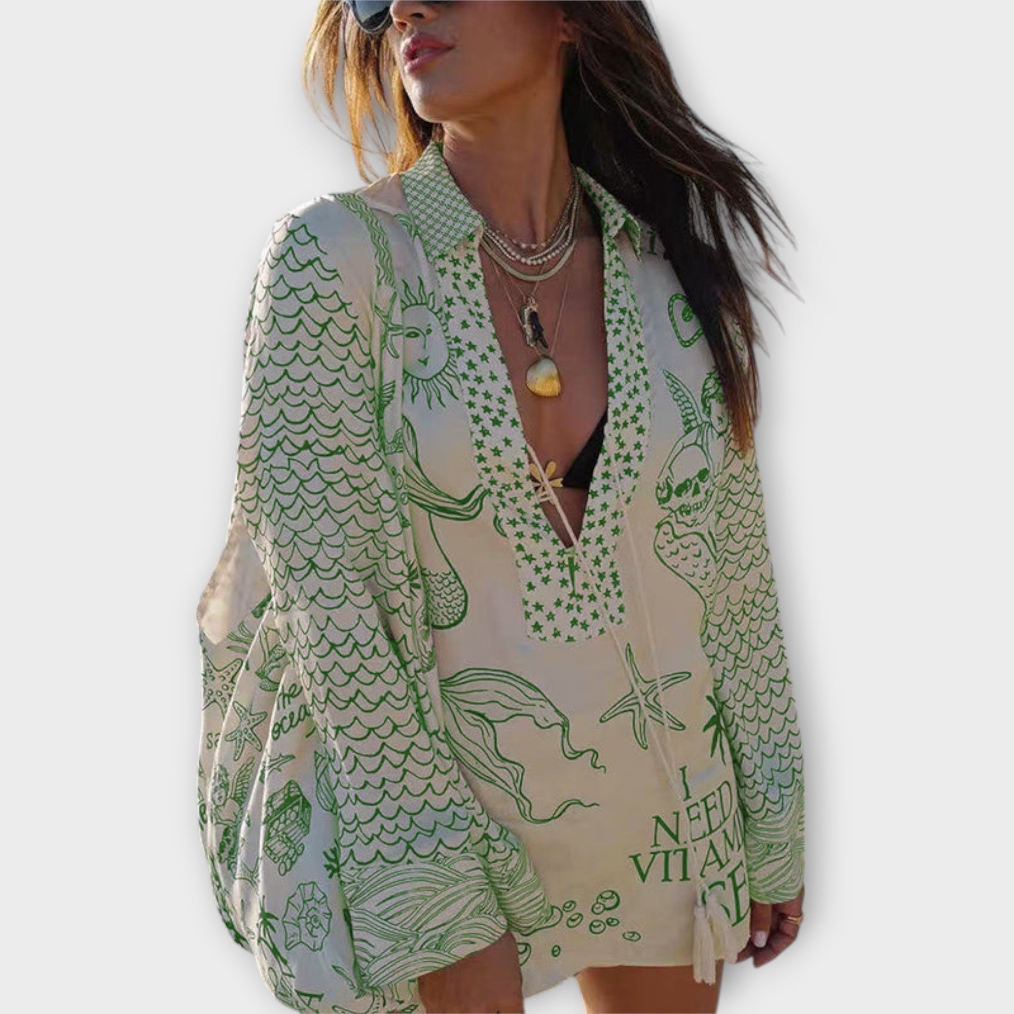 Liv ™ |Saténový set s kvapkami a šortkami