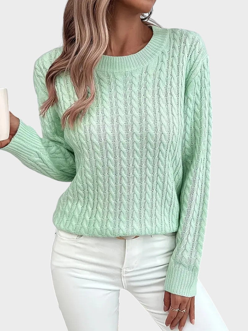 Jana™ |Dámsky pletený sveter s vrkočovým vzorom